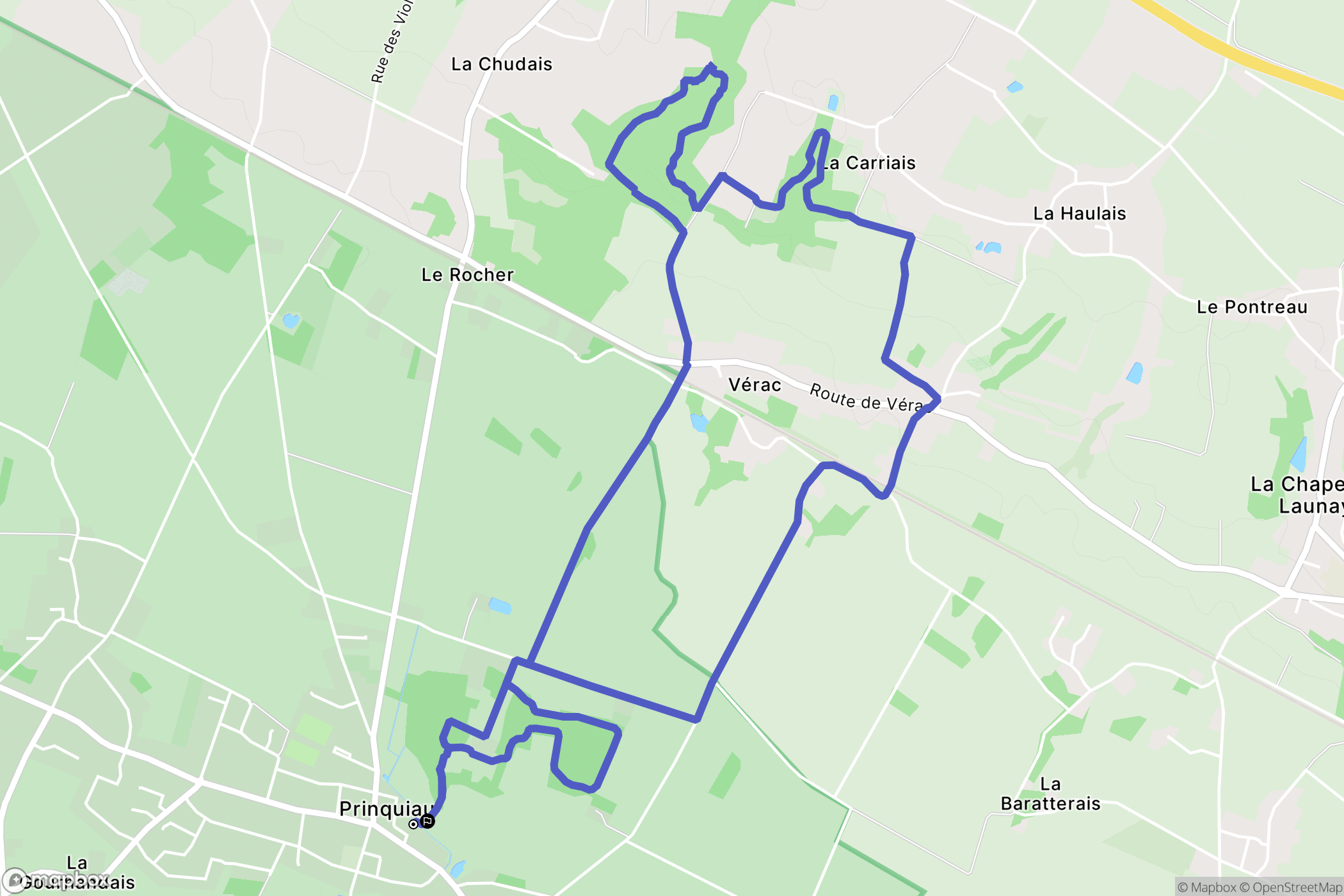 Prinquiau : carte du parcours de randonnée - France