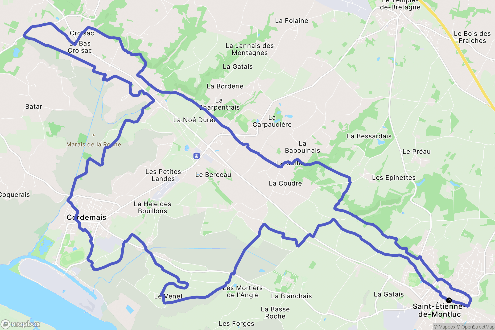 Saint-Étienne-de-Montluc : carte du parcours de randonnée - France