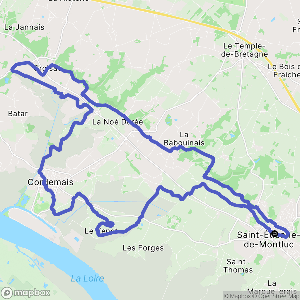 Saint-Étienne-de-Montluc : carte du parcours de randonnée - France