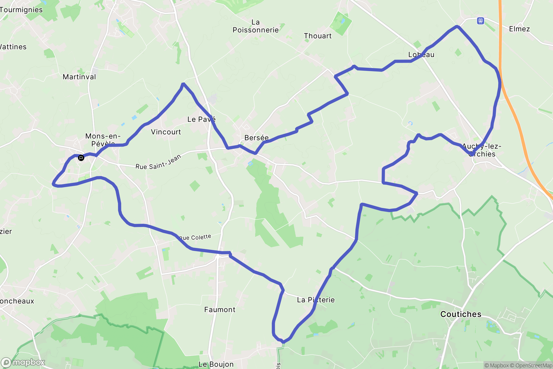 Mons-en-Pévèle : carte du parcours de randonnée - France