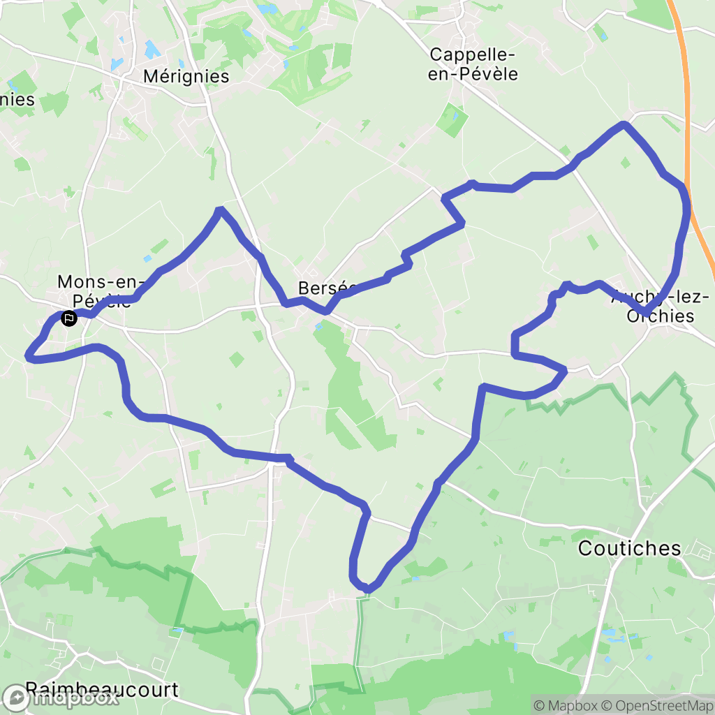 Mons-en-Pévèle : carte du parcours de randonnée - France