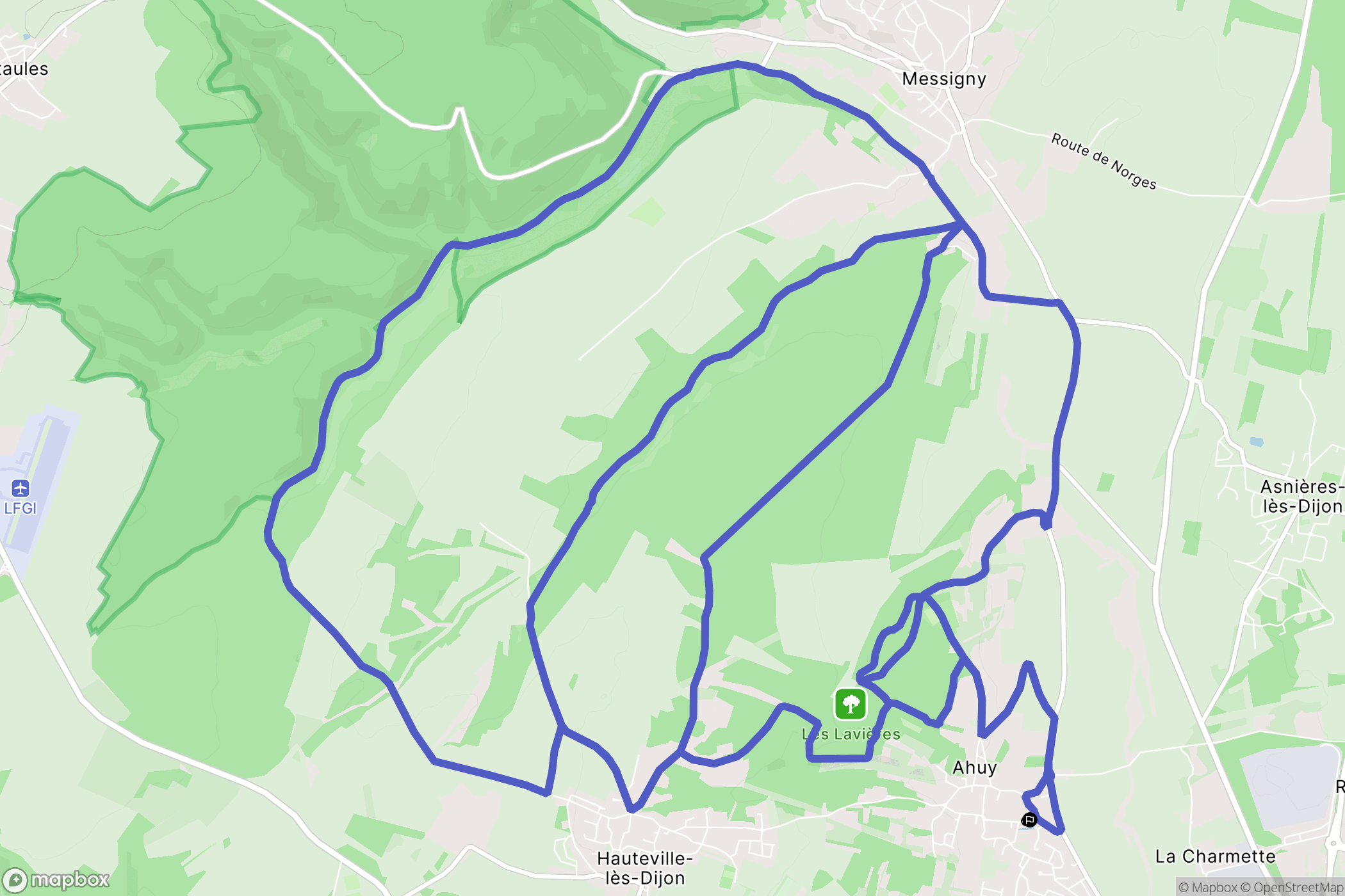 Ahuy : carte du parcours de randonnée - France