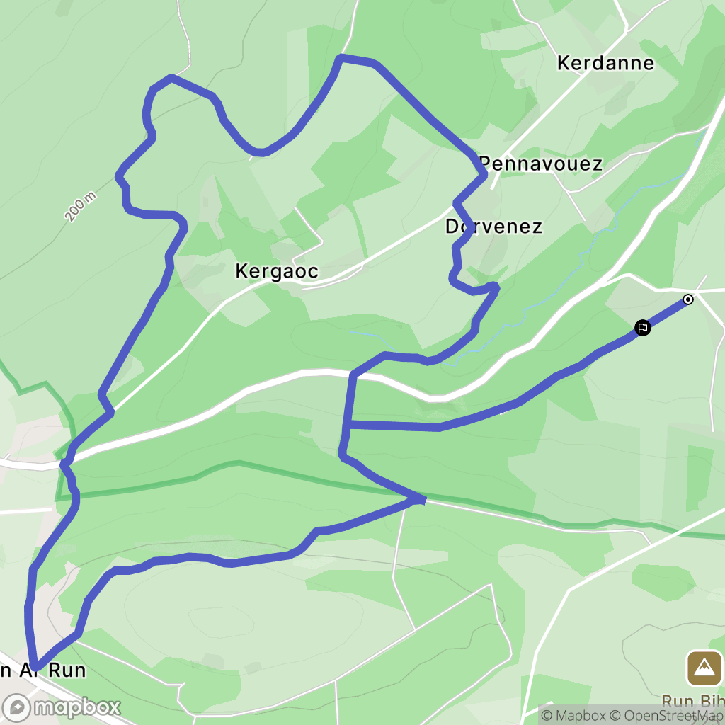 Dinéault : carte du parcours de randonnée - France
