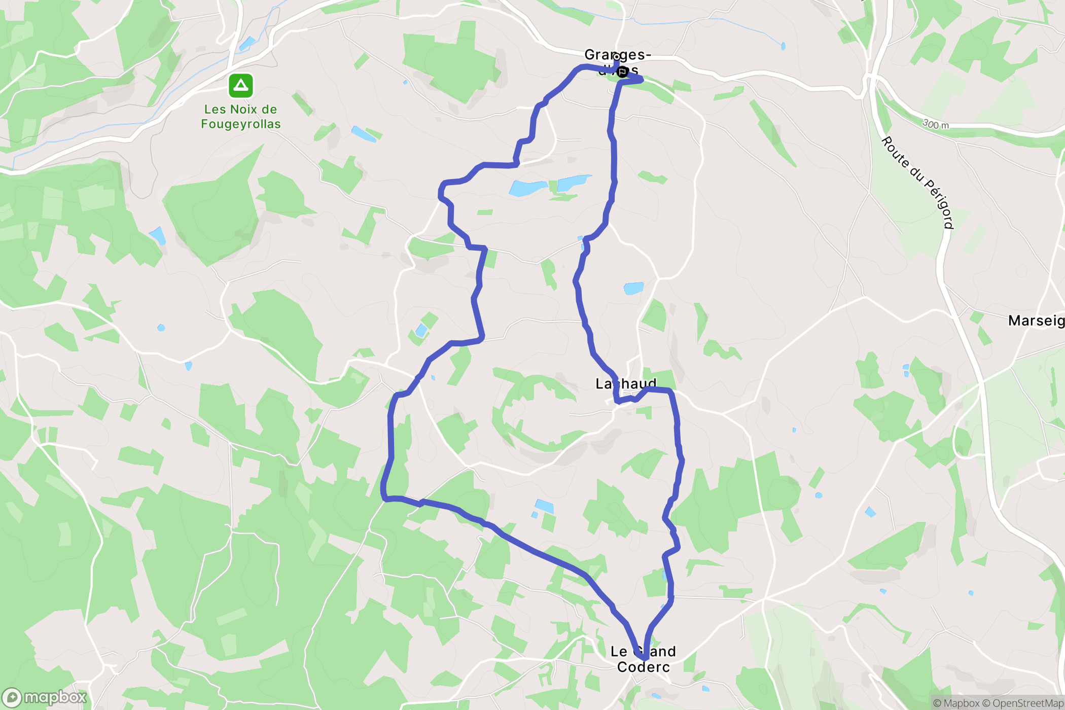 Granges-d'Ans : carte du parcours de randonnée - France