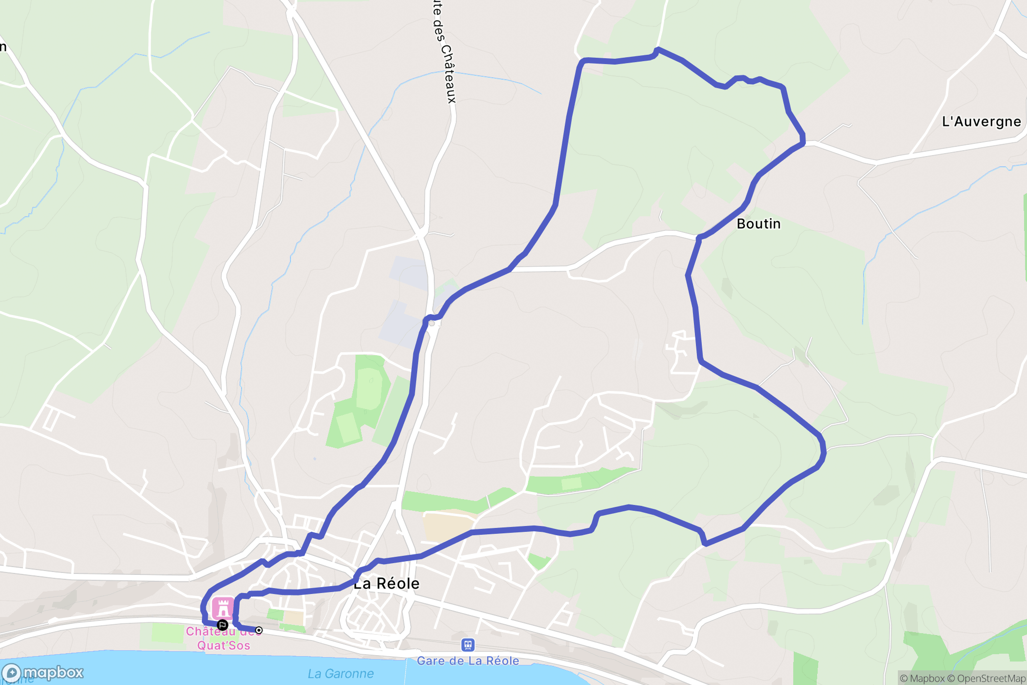 La Réole : carte du parcours de randonnée - France