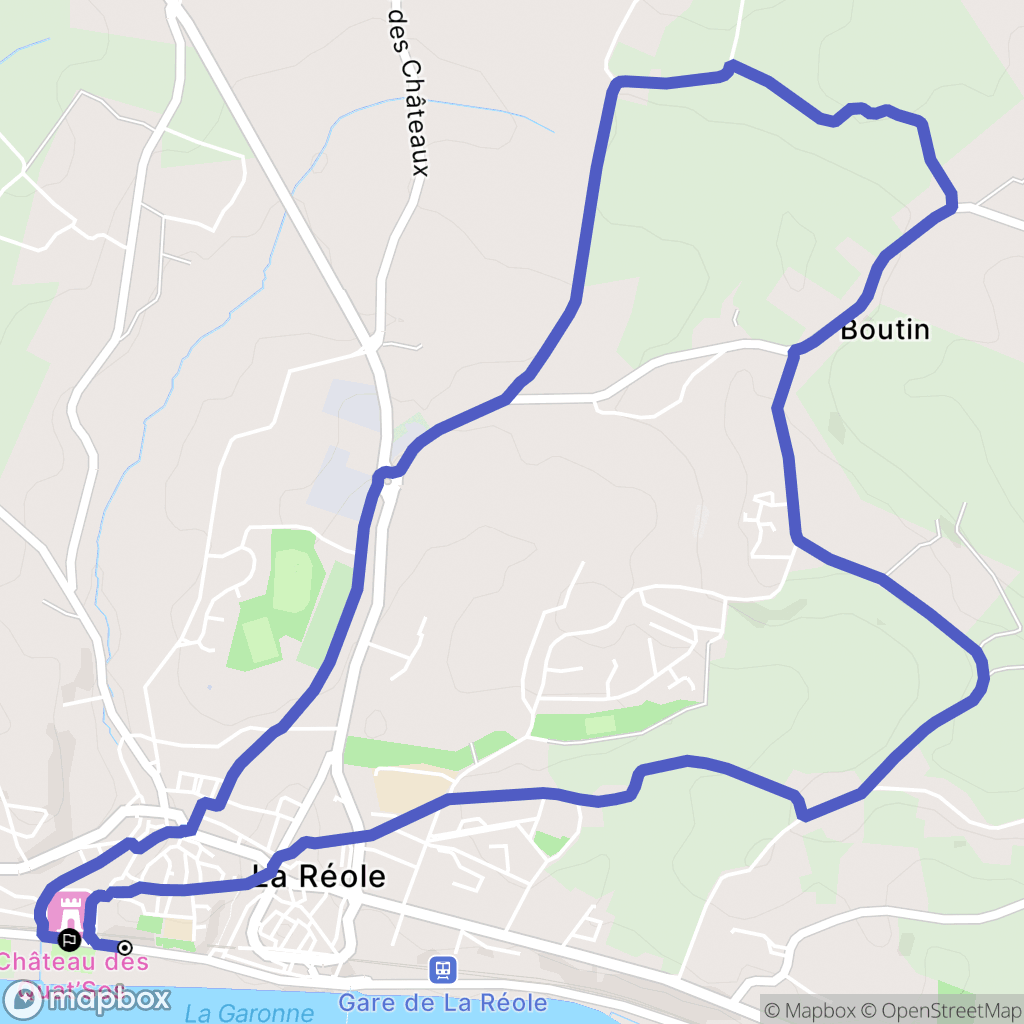 La Réole : carte du parcours de randonnée - France