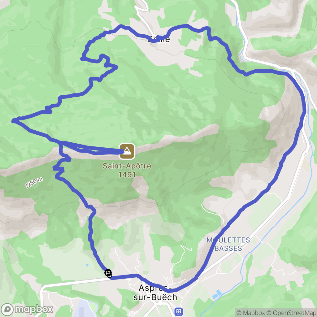 Aspres-sur-Buëch : carte du parcours de randonnée - France