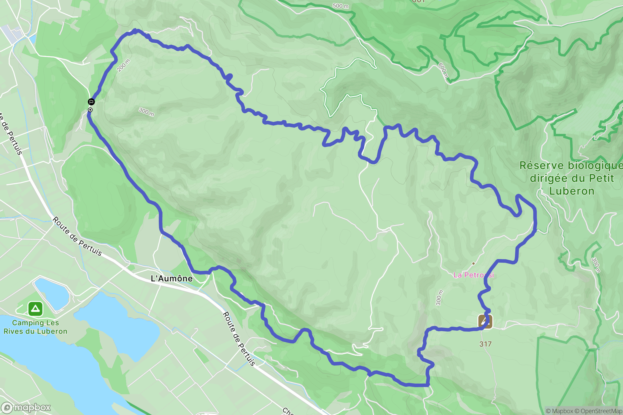 Cheval-Blanc : carte du parcours de randonnée - France