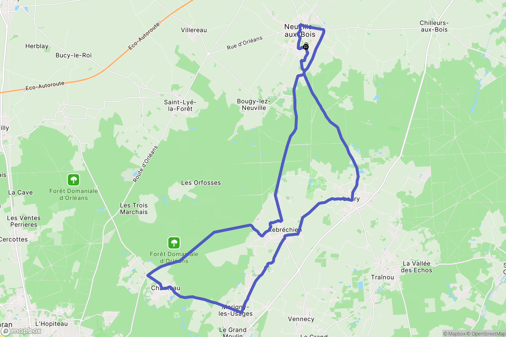 Neuville-aux-Bois : carte du parcours de randonnée - France