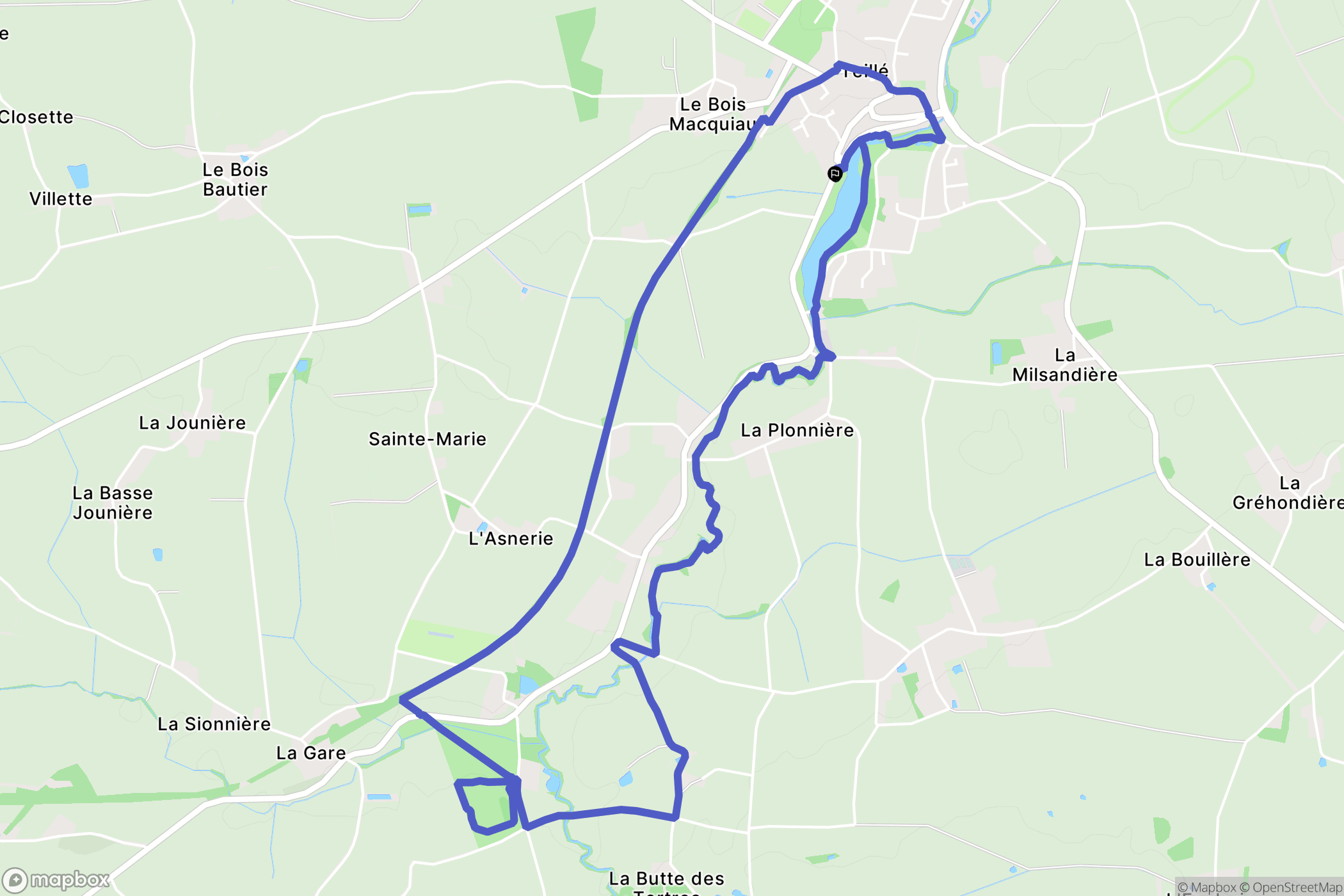 Teillé : carte du parcours de randonnée - France