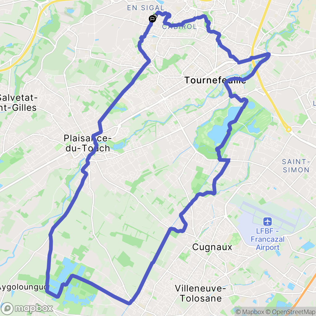 Colomiers : carte du parcours de randonnée - France