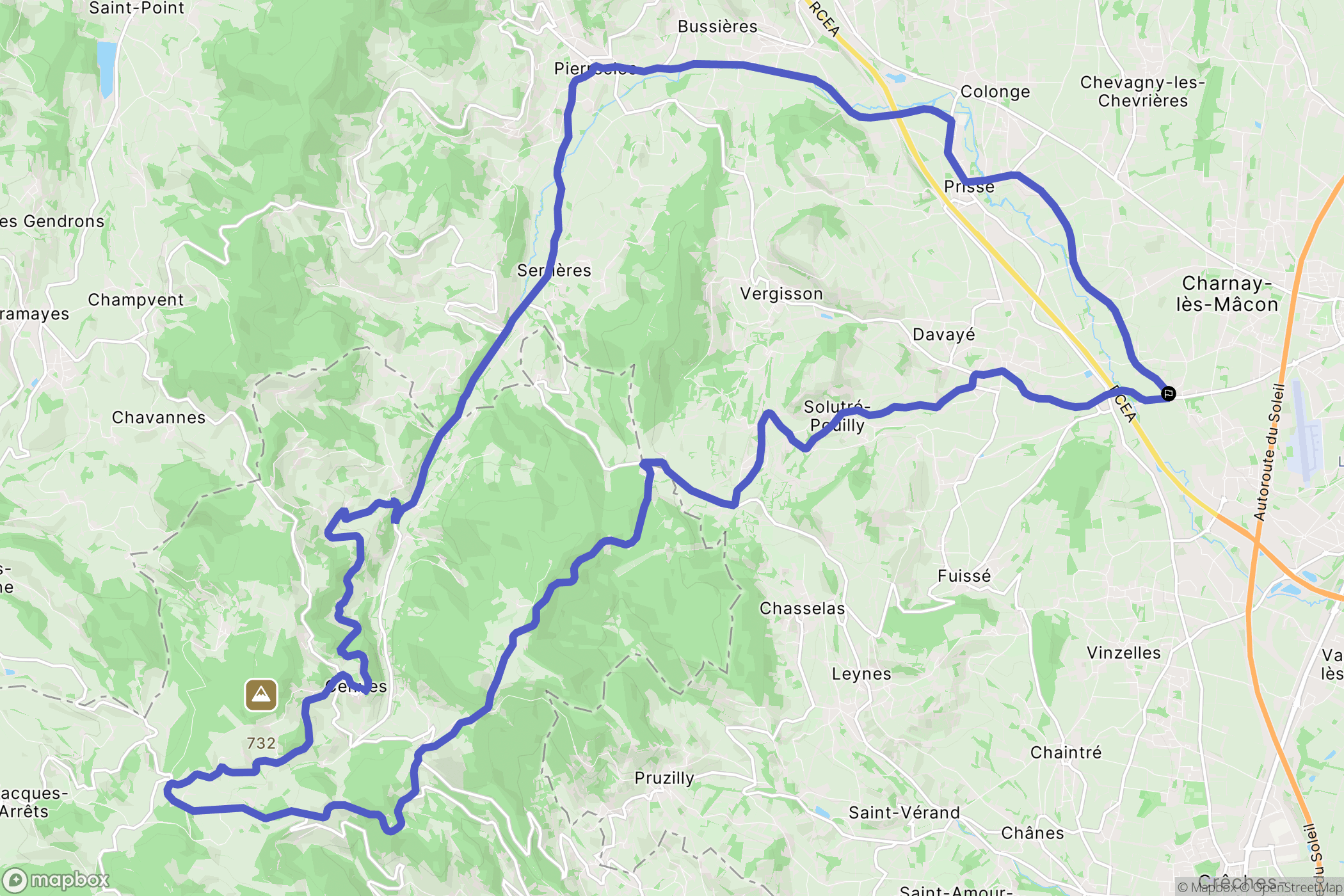 Charnay-lès-Mâcon : carte du parcours de randonnée - France