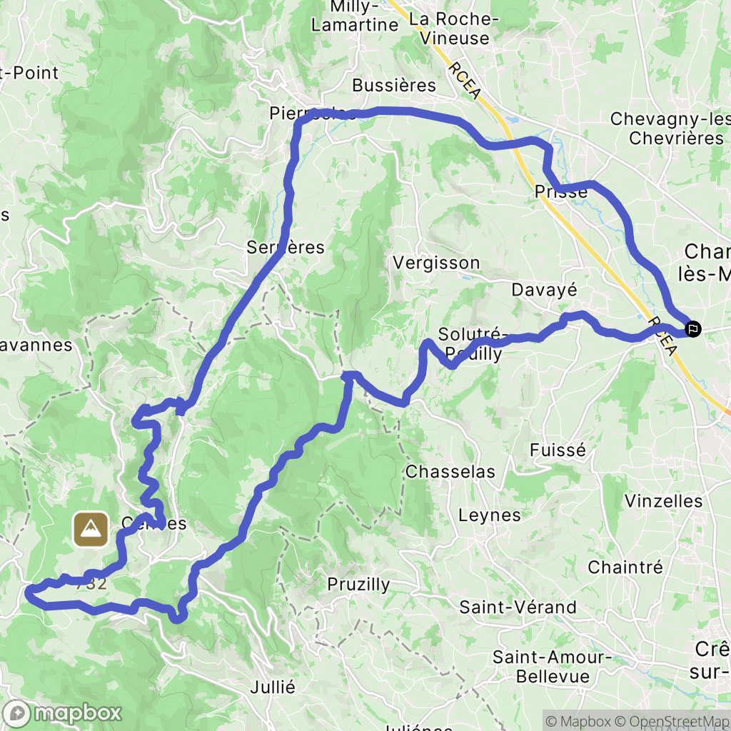Charnay-lès-Mâcon : carte du parcours de randonnée - France