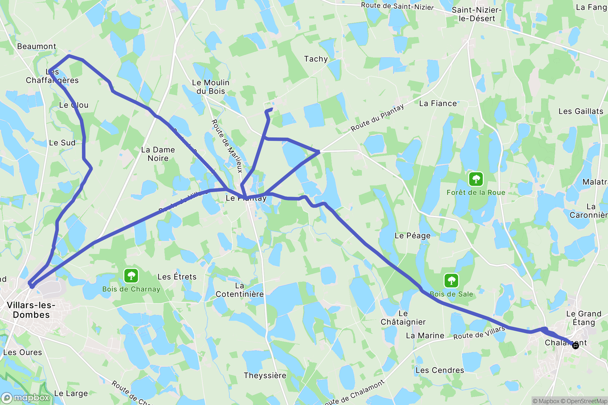 Chalamont : carte du parcours de randonnée - France
