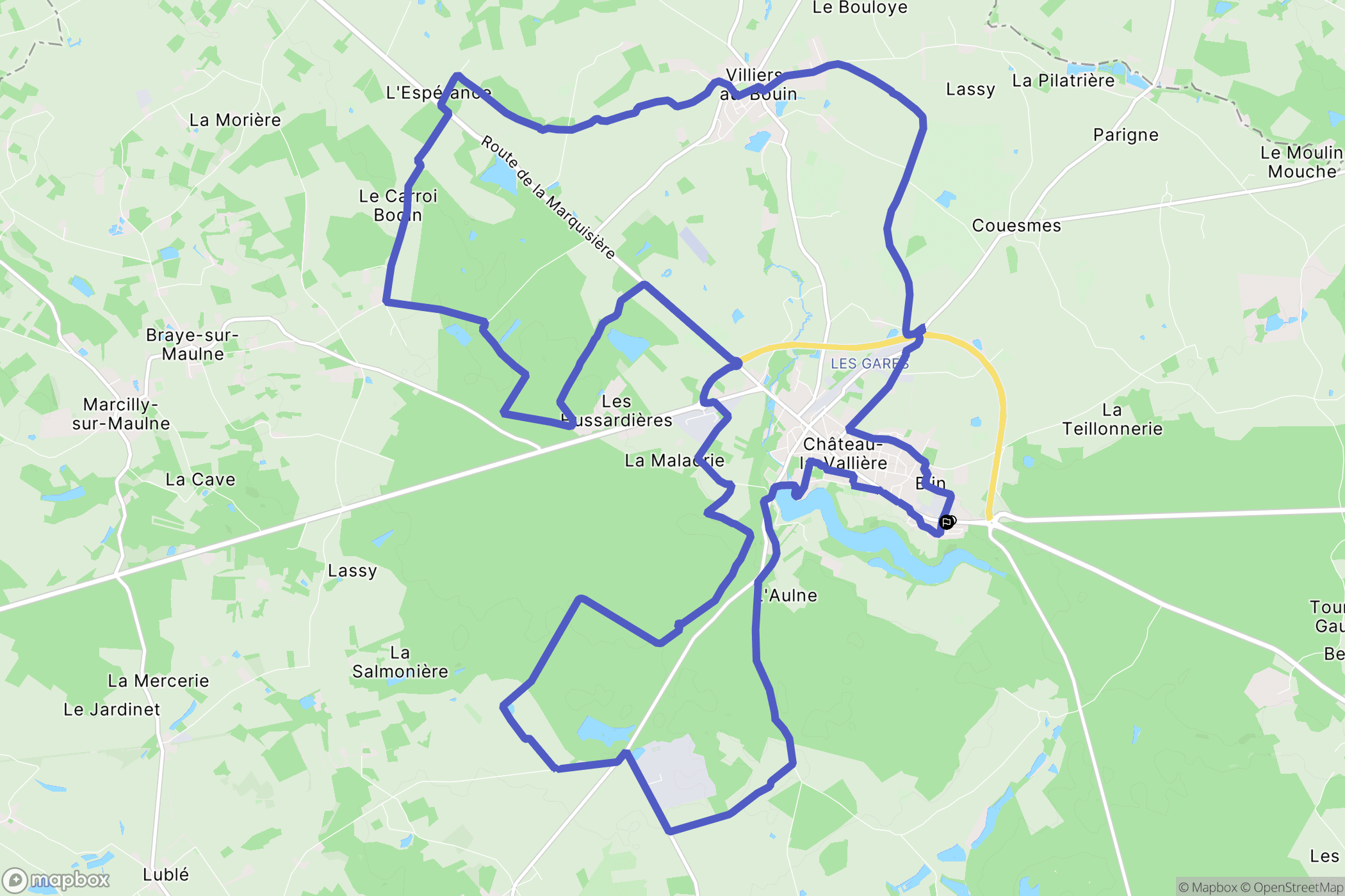 Château-la-Vallière : carte du parcours de randonnée - France