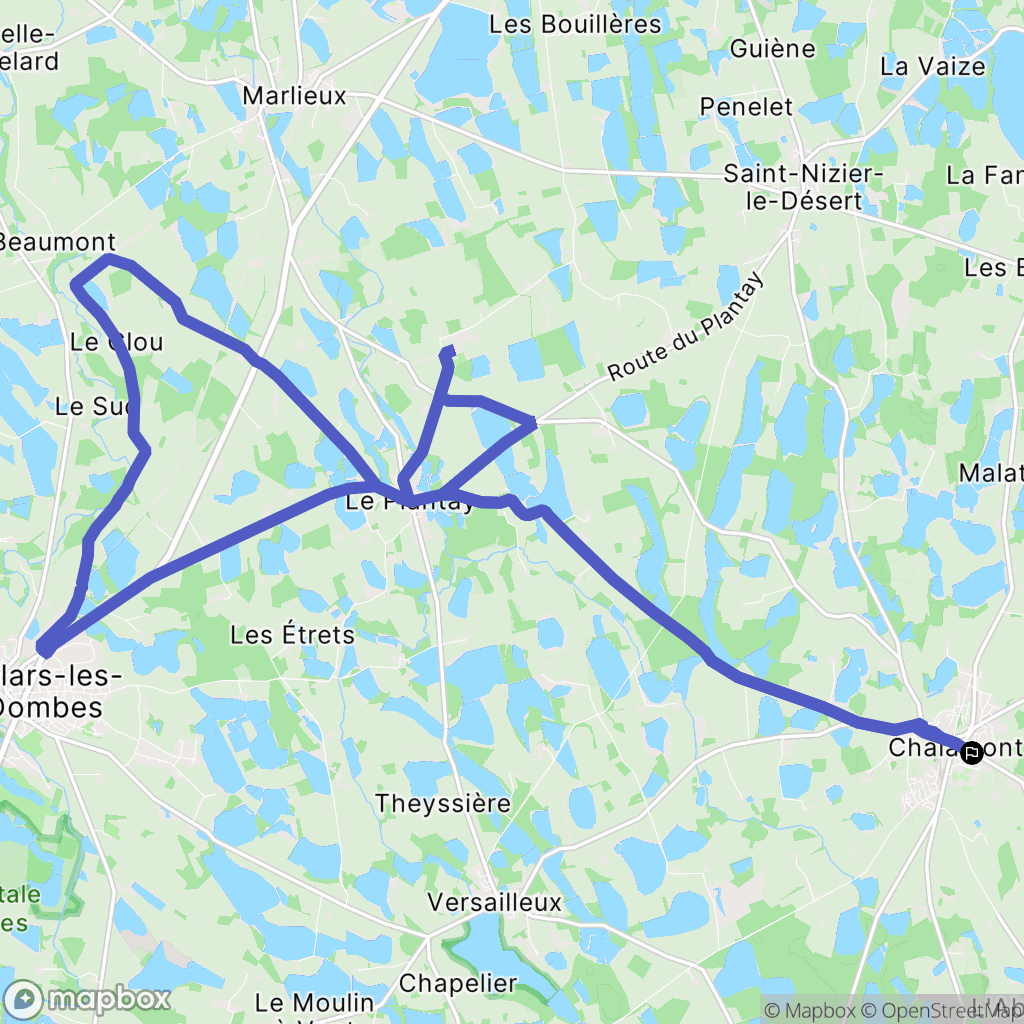 Chalamont : carte du parcours de randonnée - France