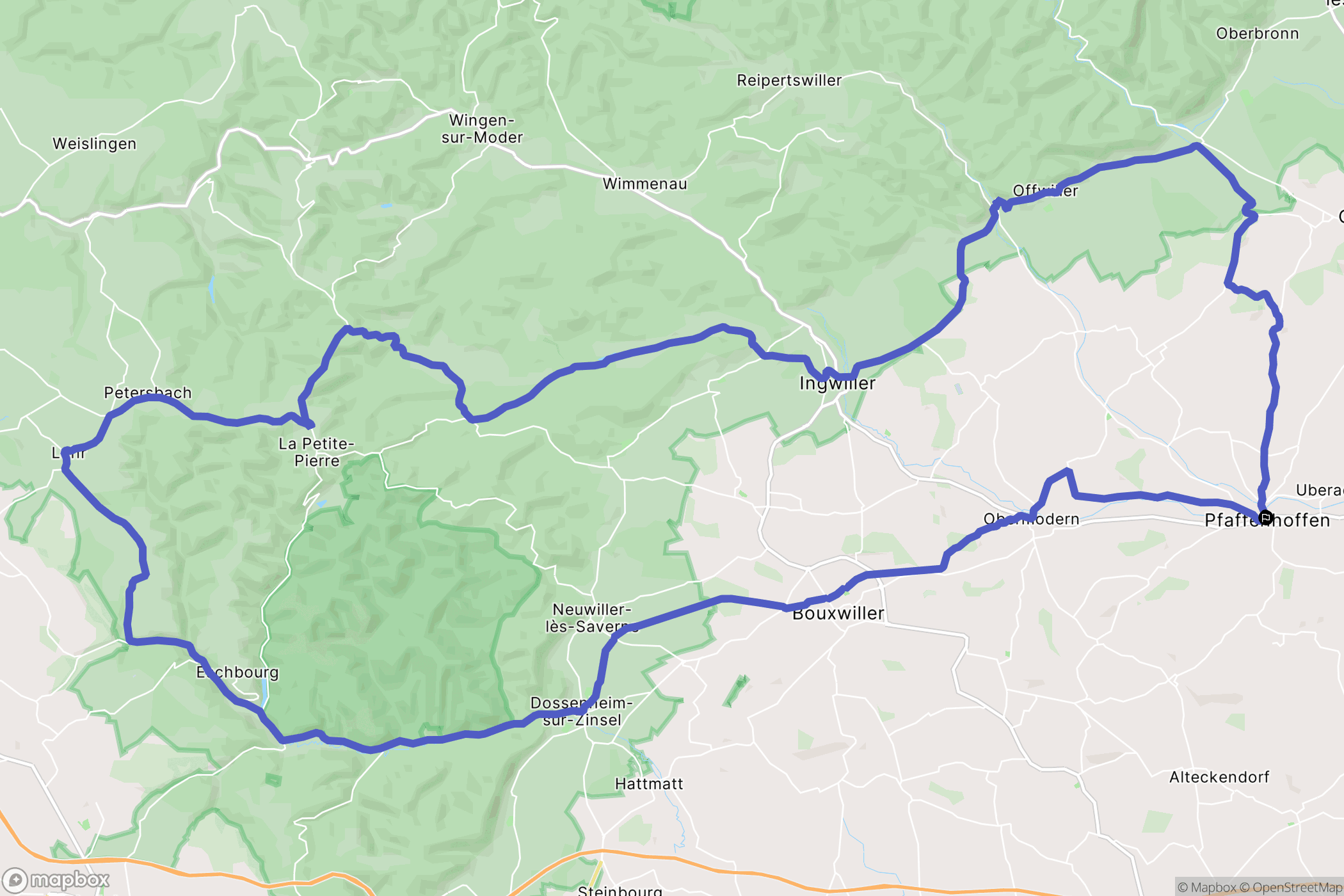 Val-de-Moder : carte du parcours de randonnée - France
