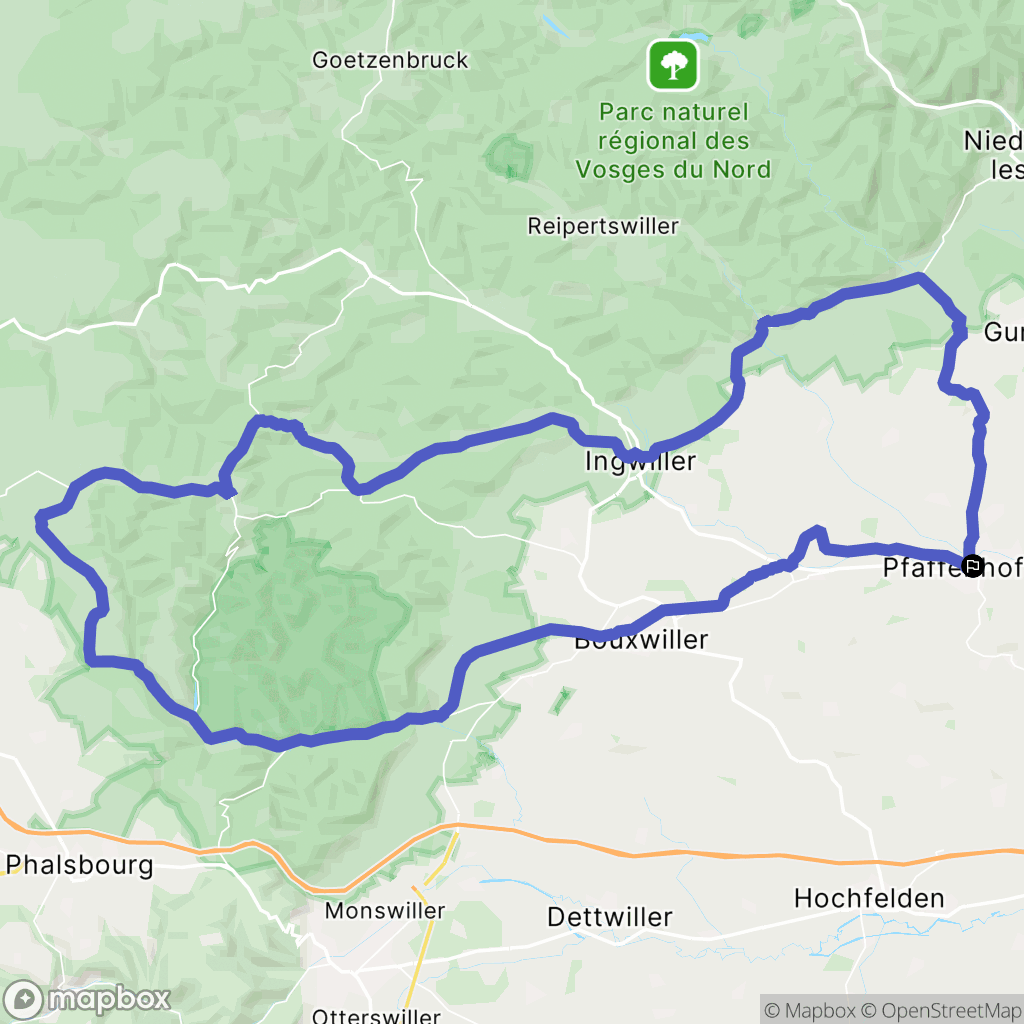 Val-de-Moder : carte du parcours de randonnée - France