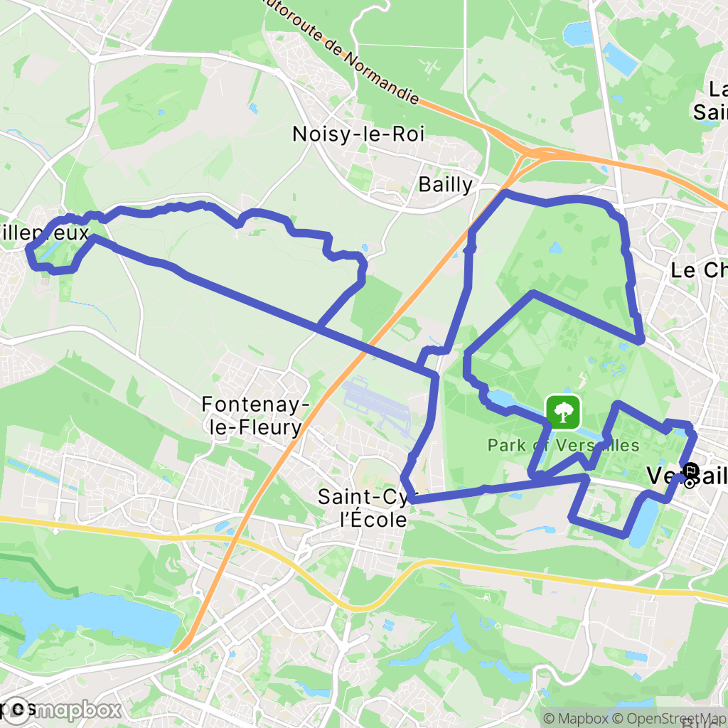 Versailles : carte du parcours de randonnée - France