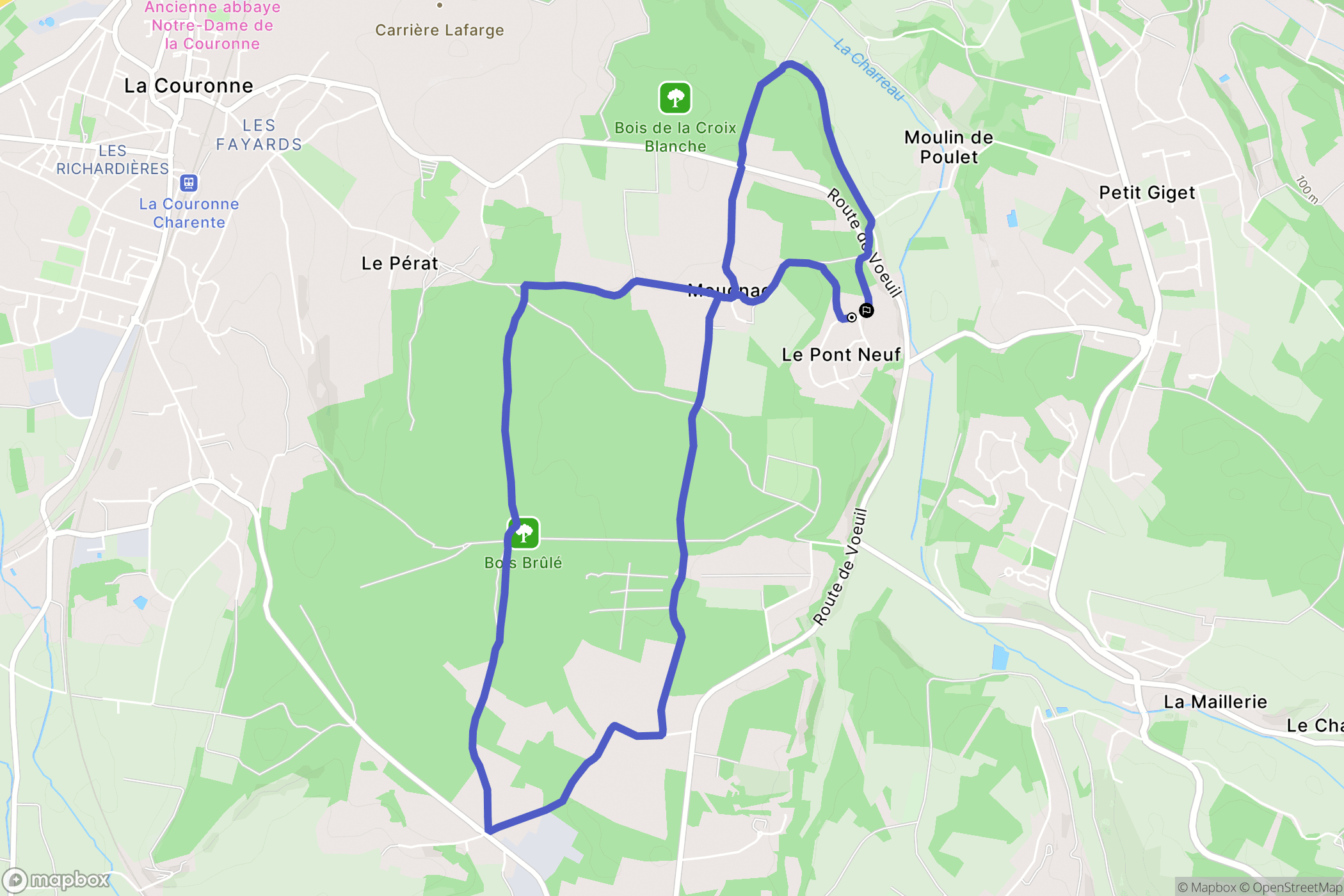 La Couronne : carte du parcours de randonnée - France