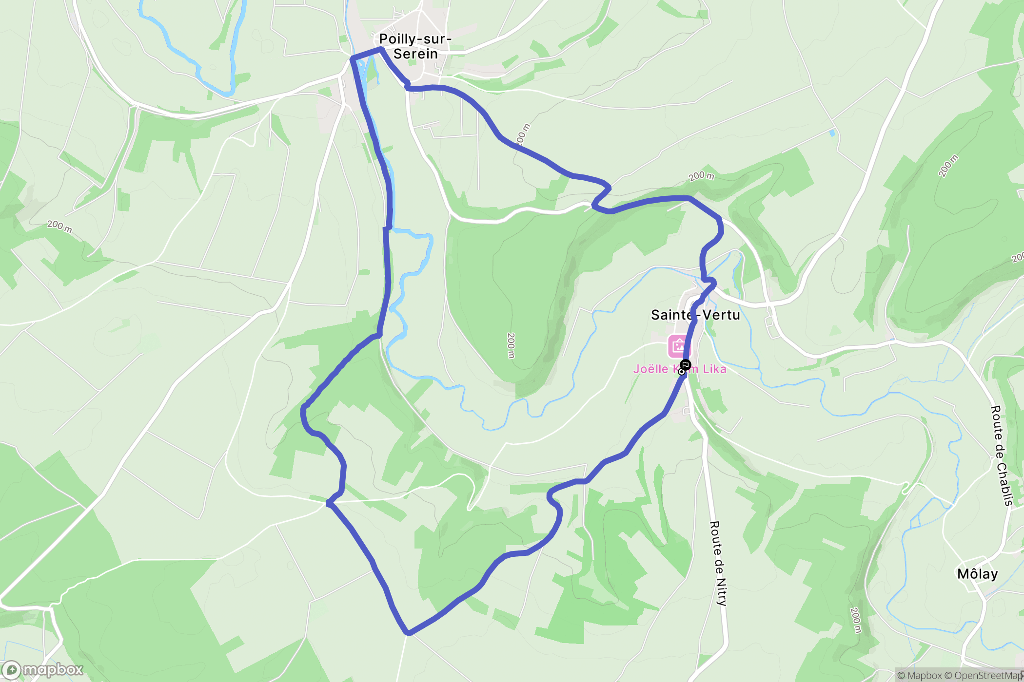 Sainte-Vertu : carte du parcours de randonnée - France