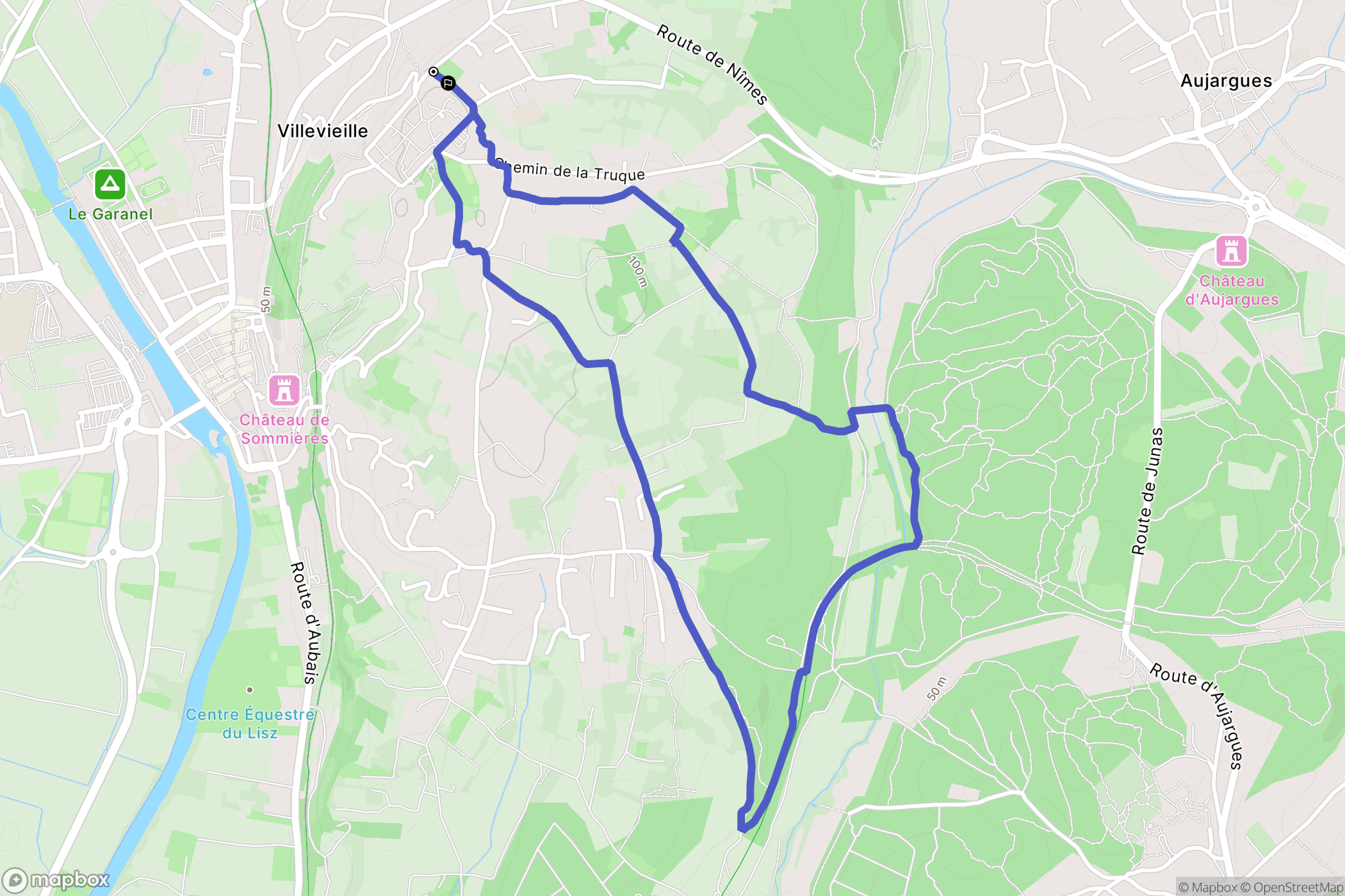 Villevieille : carte du parcours de randonnée - France