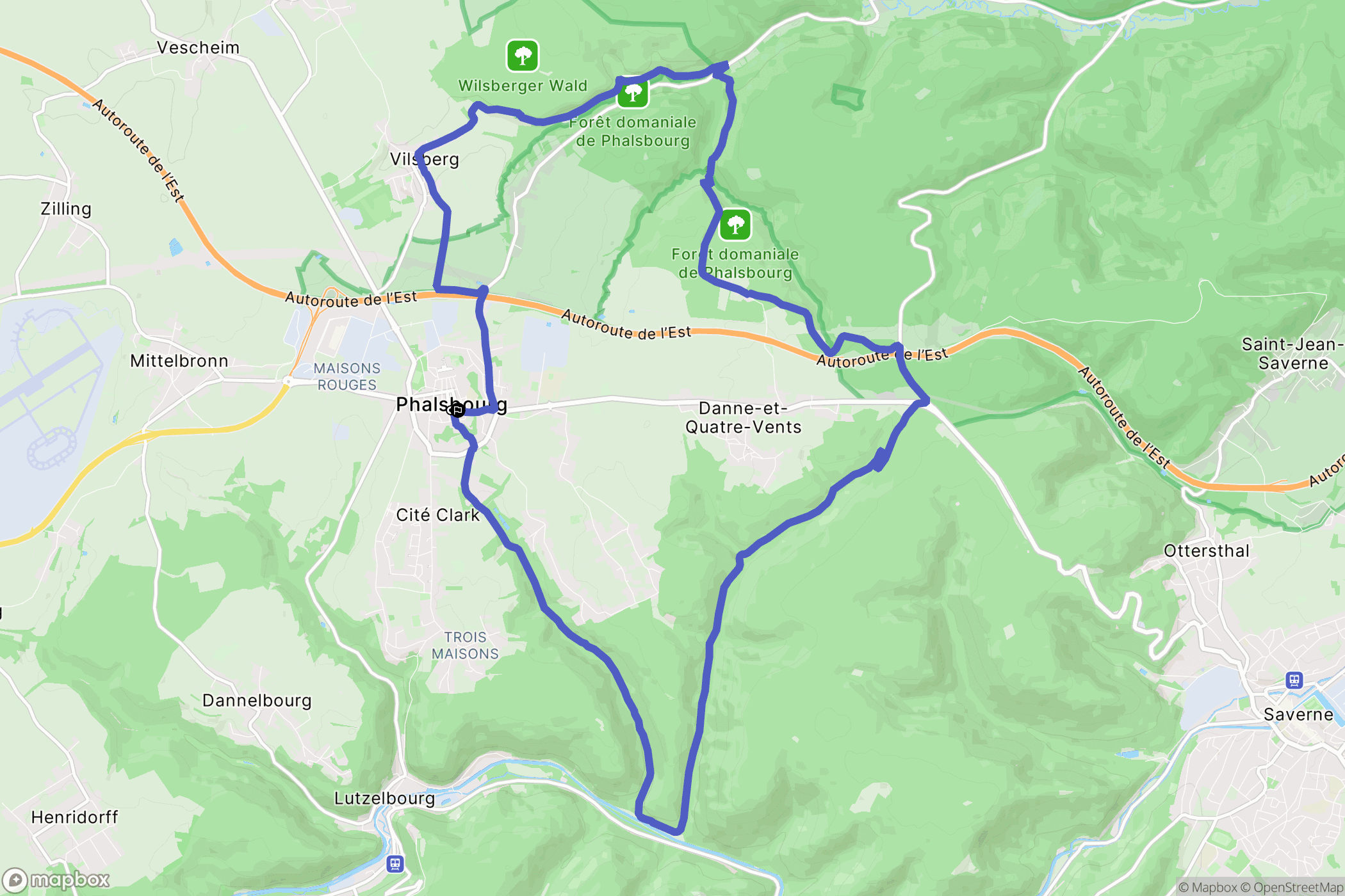 Phalsbourg : carte du parcours de randonnée - France