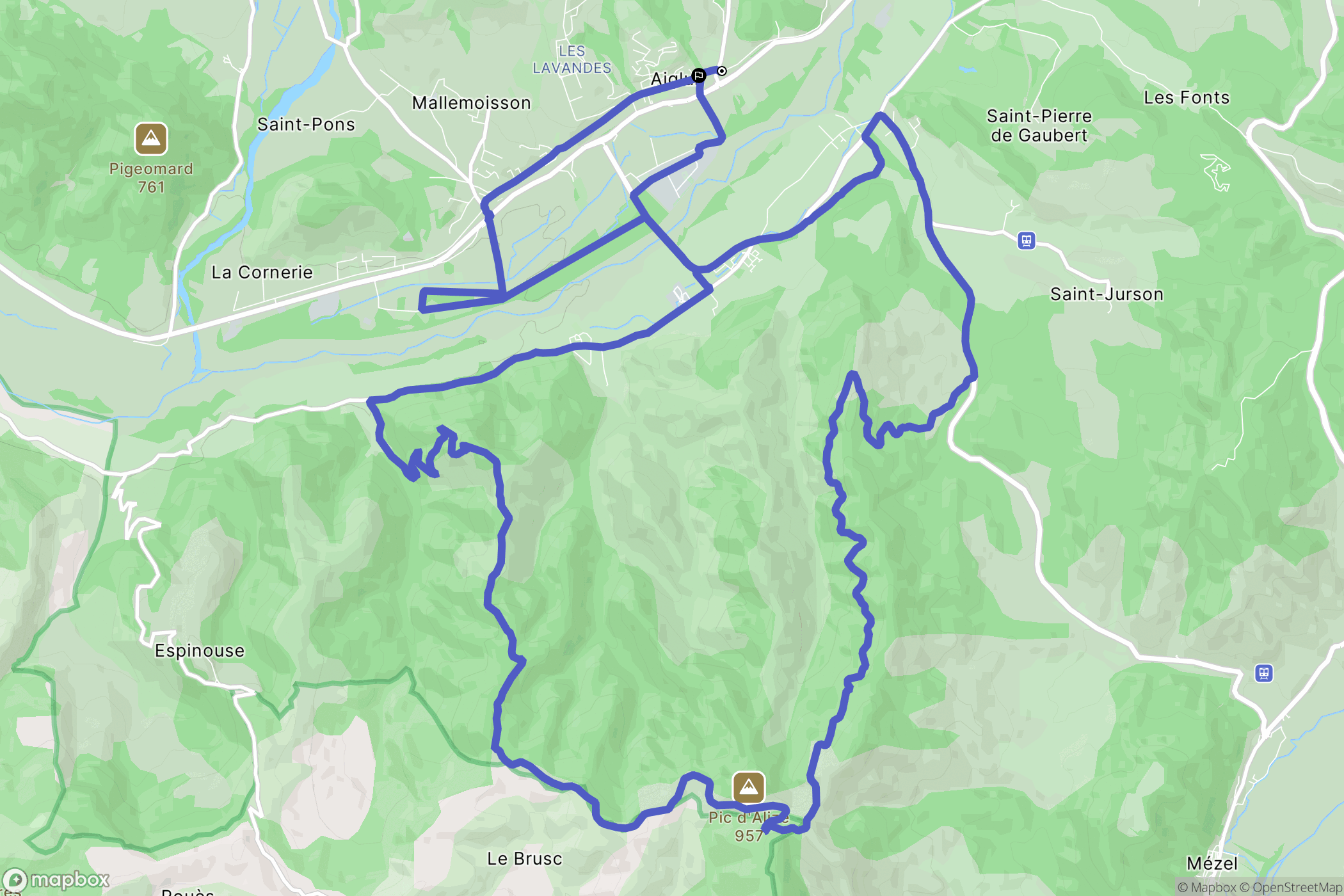 Aiglun : carte du parcours de randonnée - France