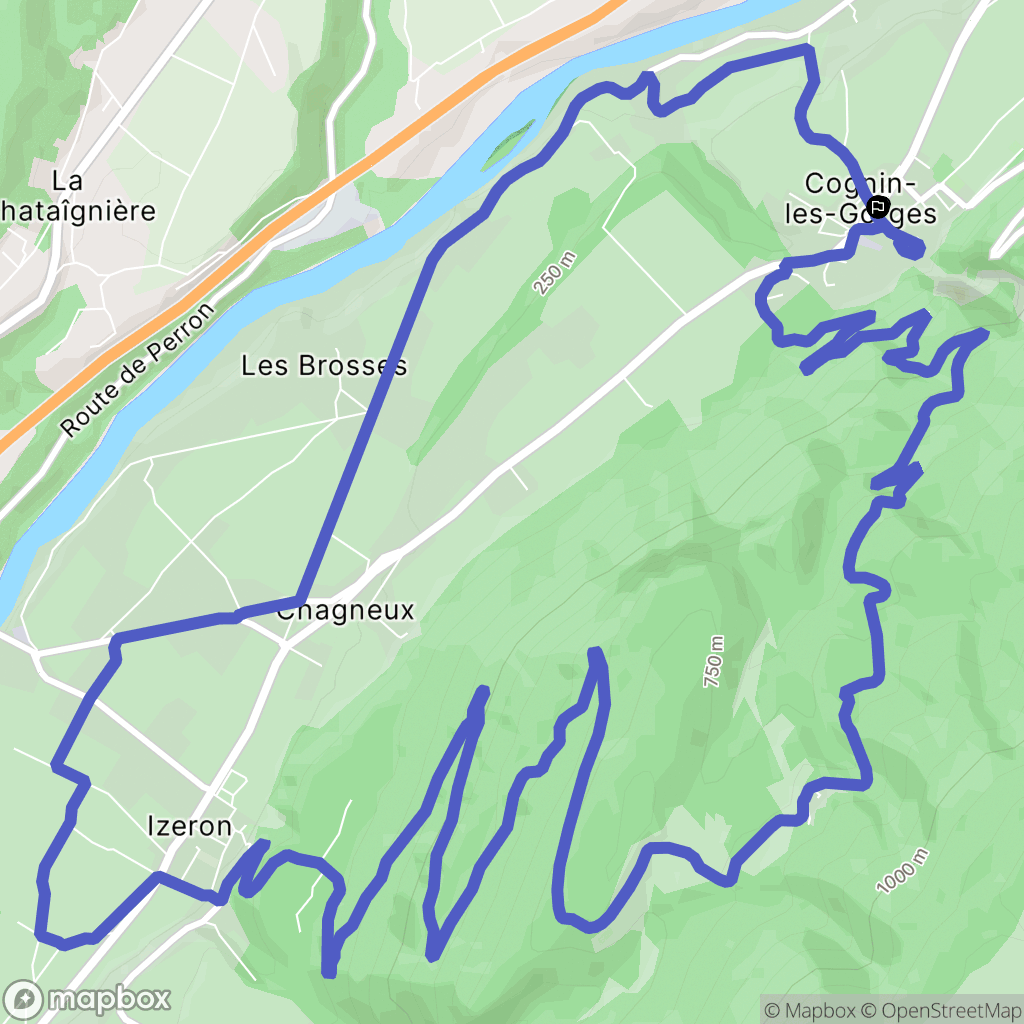 Cognin-les-Gorges : carte du parcours de randonnée - France