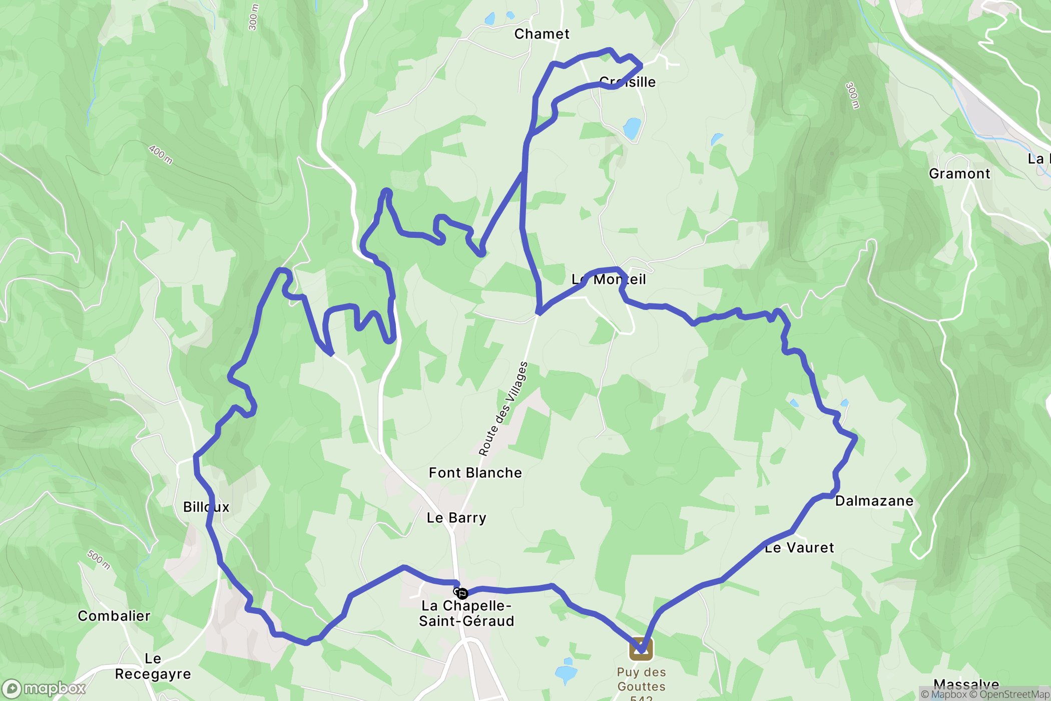 La Chapelle-Saint-Géraud : carte du parcours de randonnée - France