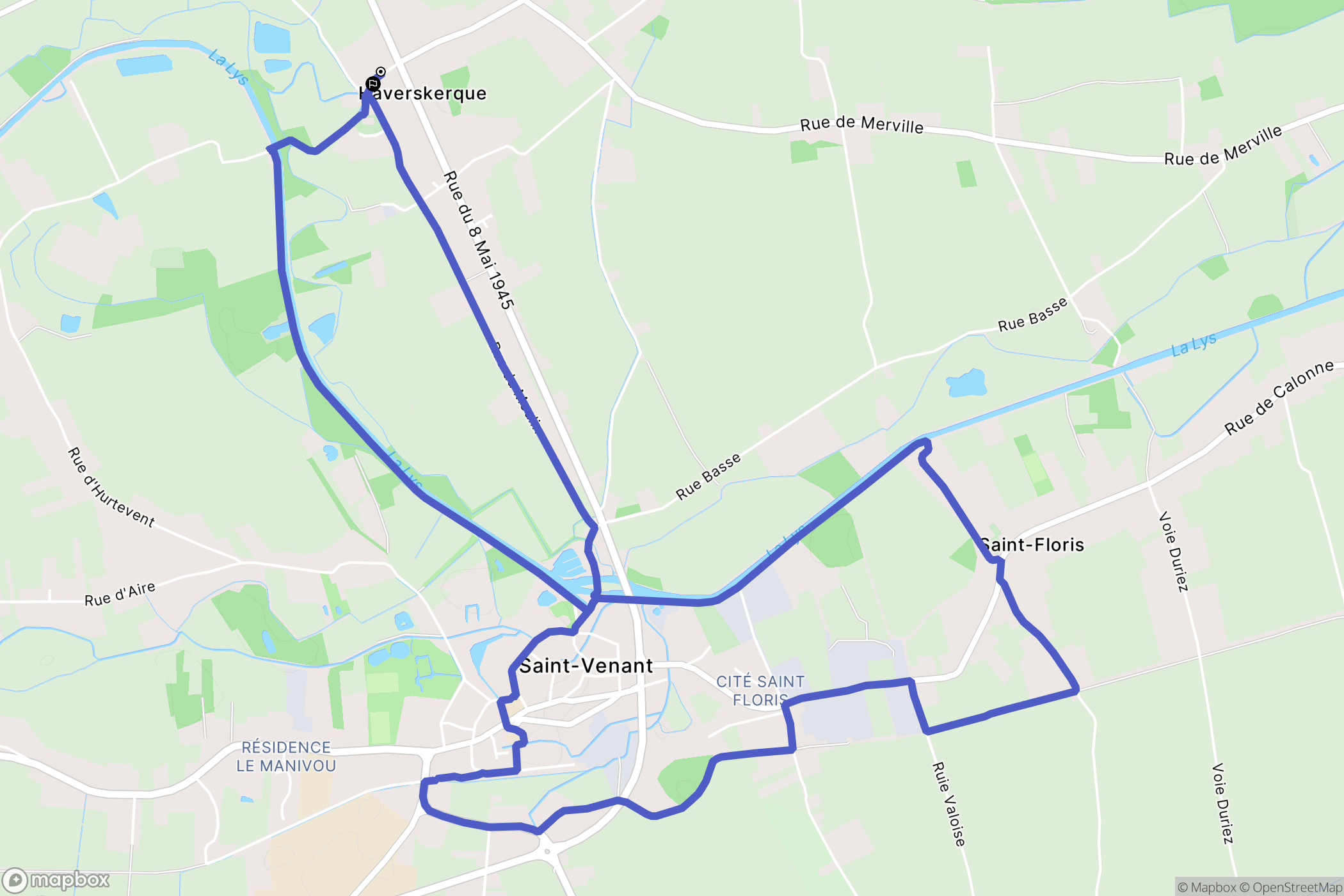 Haverskerque : carte du parcours de randonnée - France