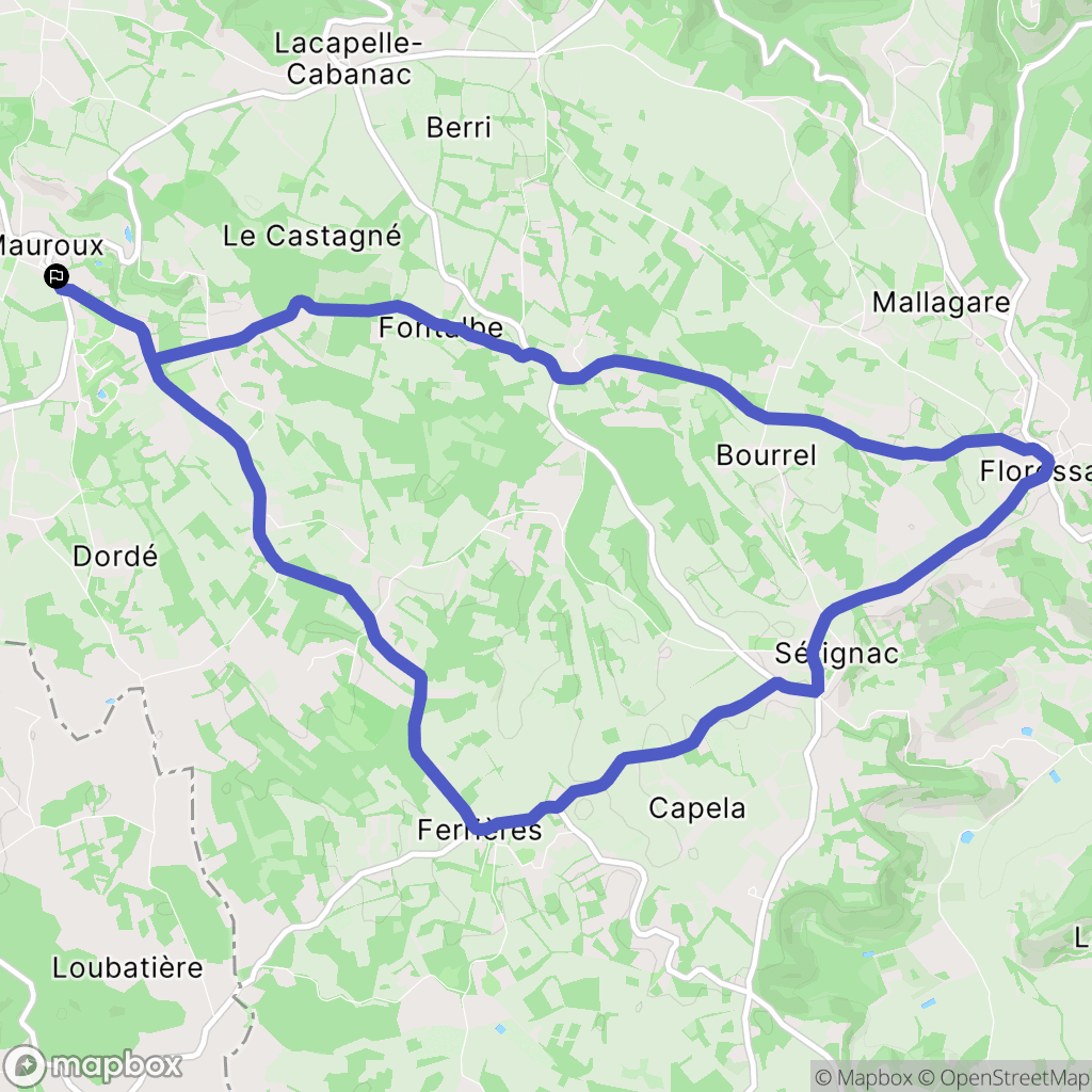 Mauroux : carte du parcours de randonnée - France