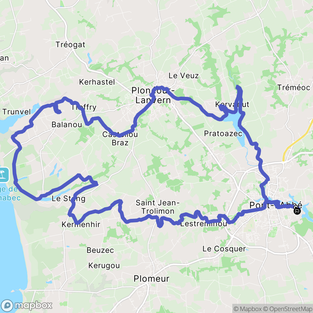 Pont-l'Abbé : carte du parcours de randonnée - France