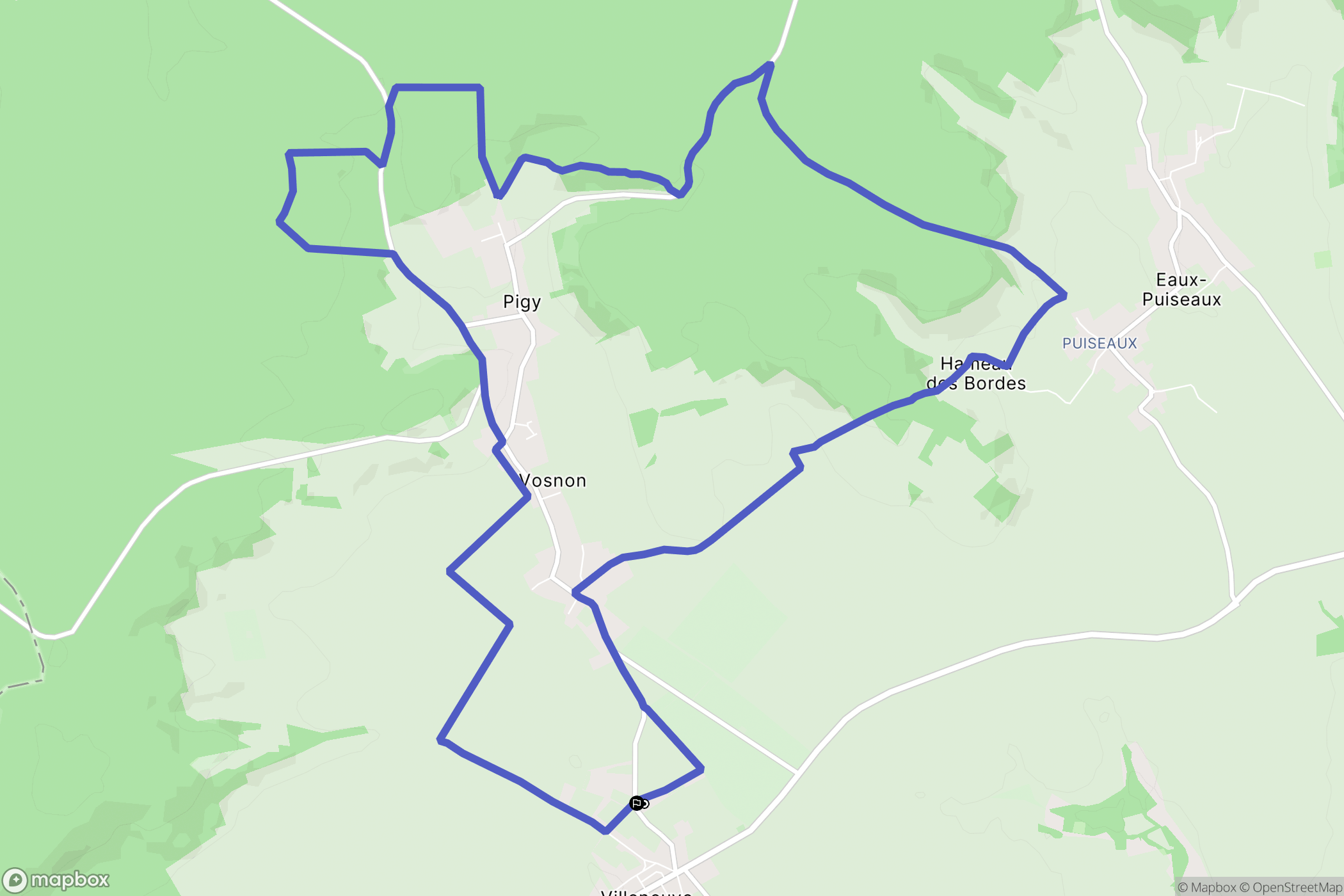 Villeneuve-au-Chemin : carte du parcours de randonnée - France