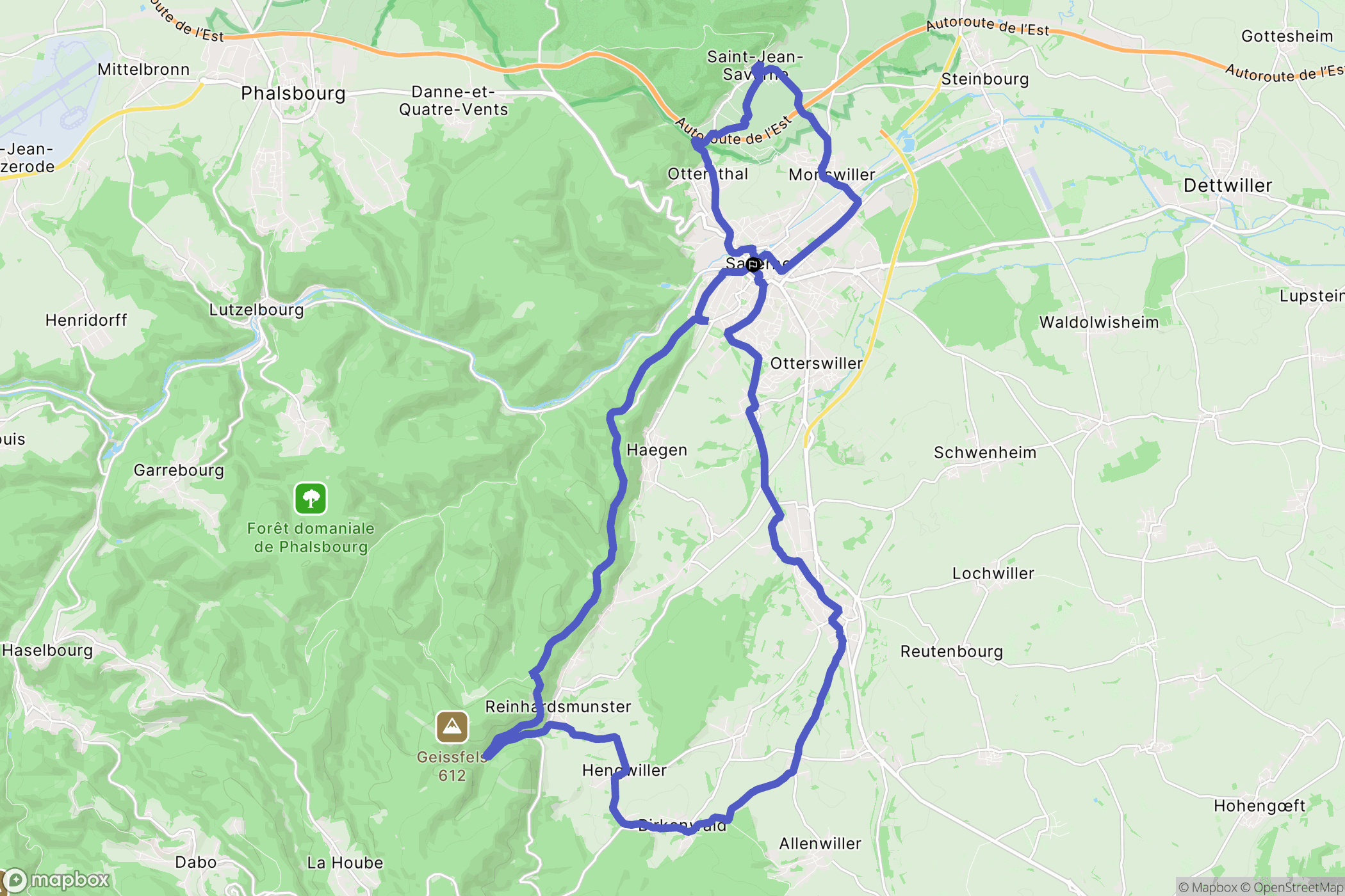 Saverne : carte du parcours de randonnée - France