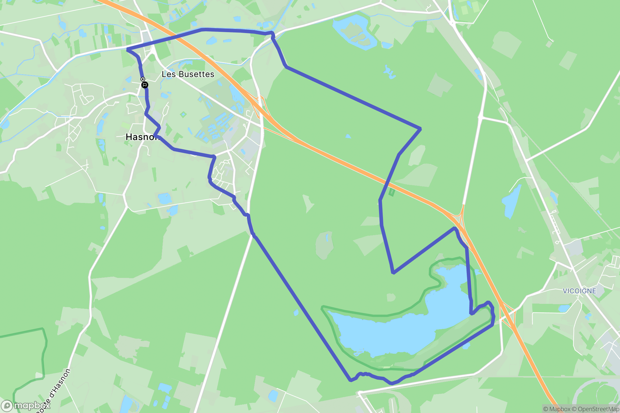 Hasnon : carte du parcours de randonnée - France