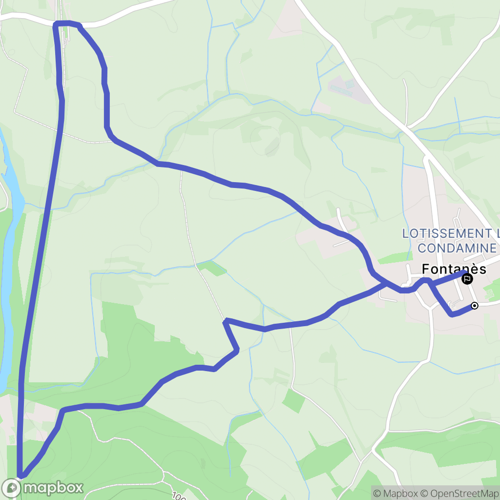 Fontanes : carte du parcours de randonnée - France