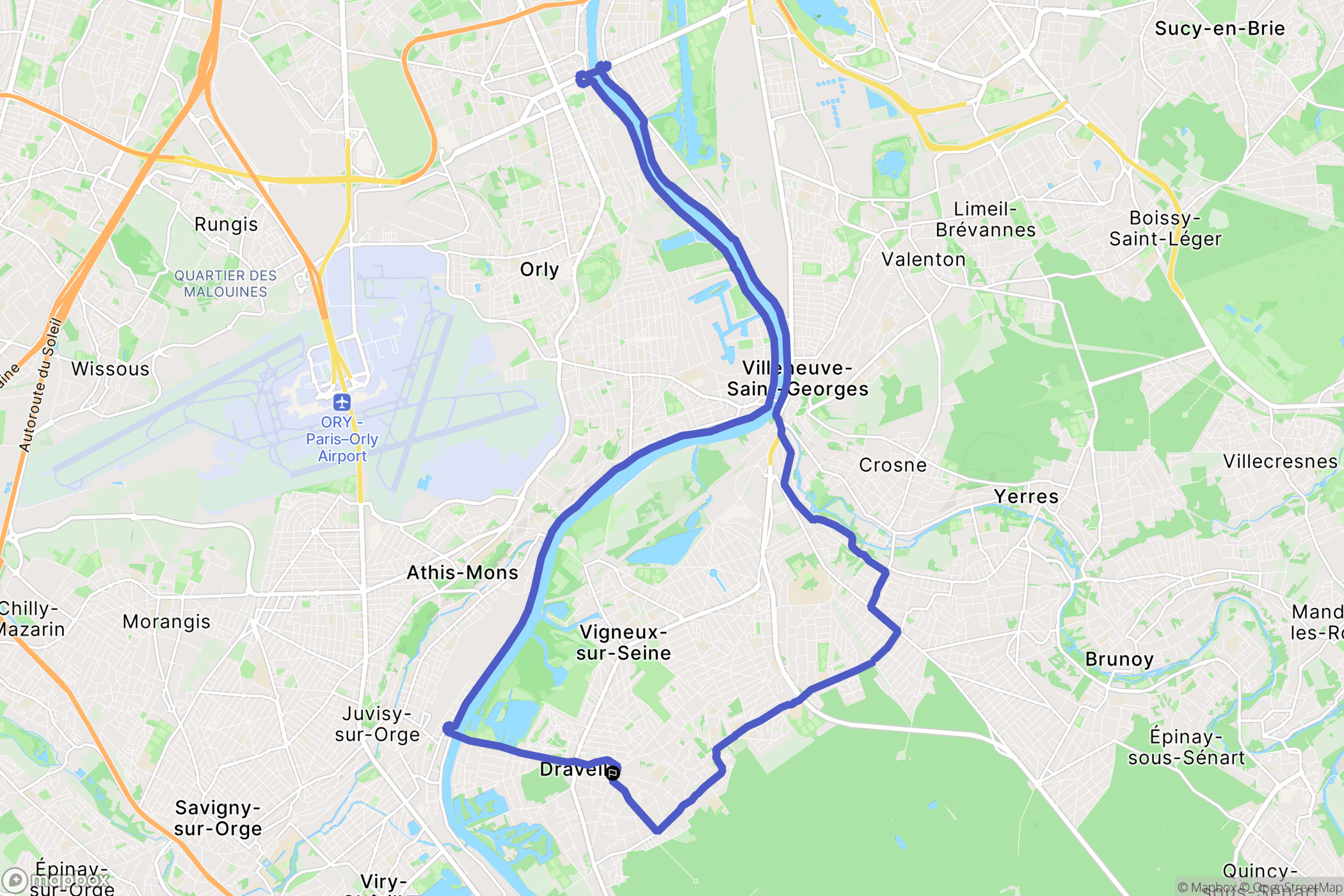 Draveil : carte du parcours de randonnée - France