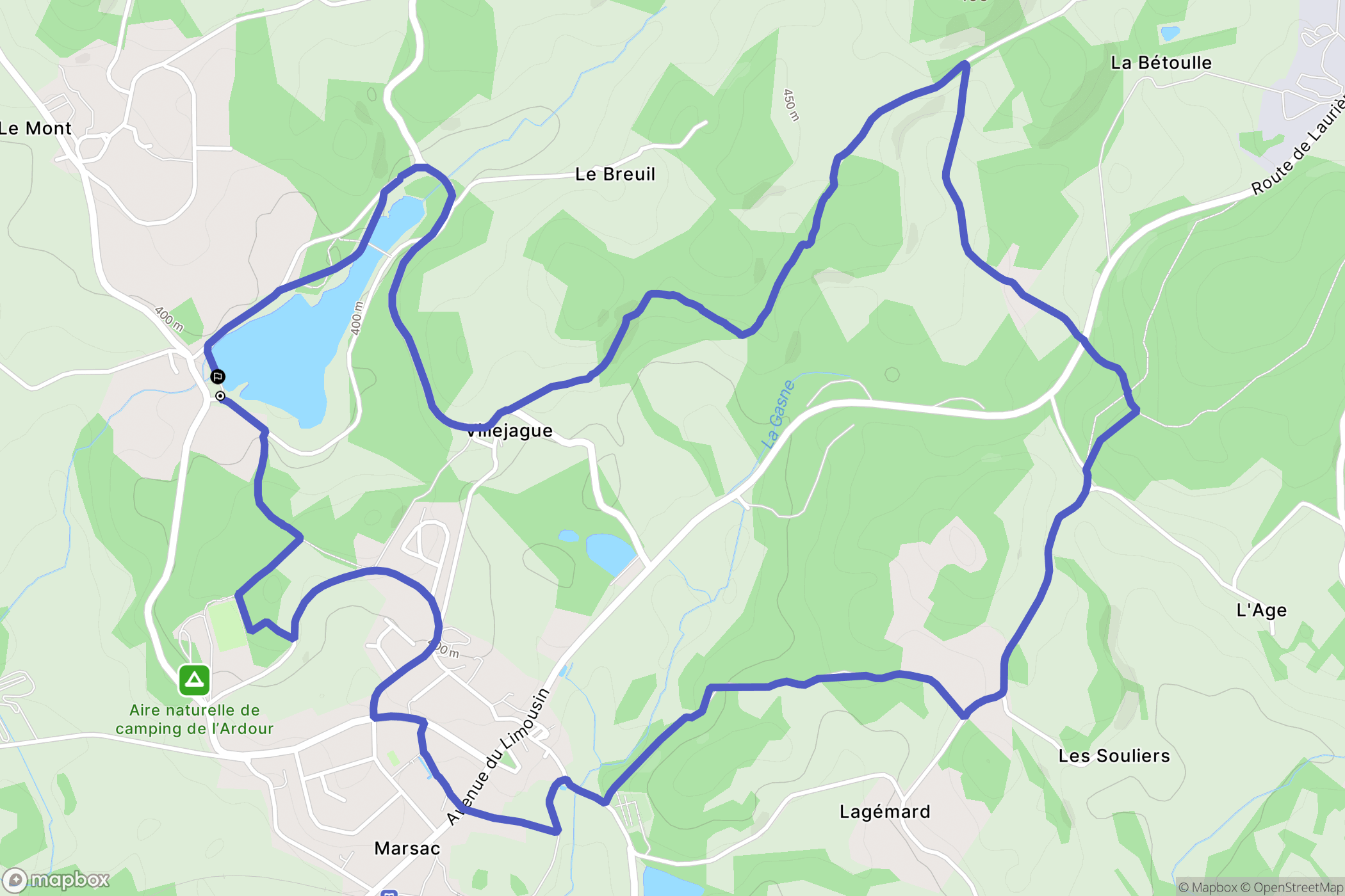 Marsac : carte du parcours de randonnée - France