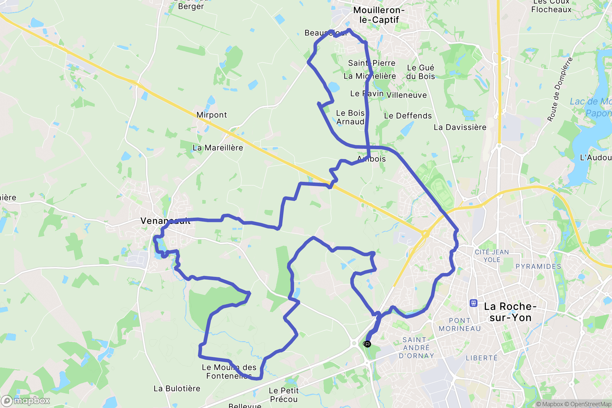 La Roche-sur-Yon : carte du parcours de randonnée - France