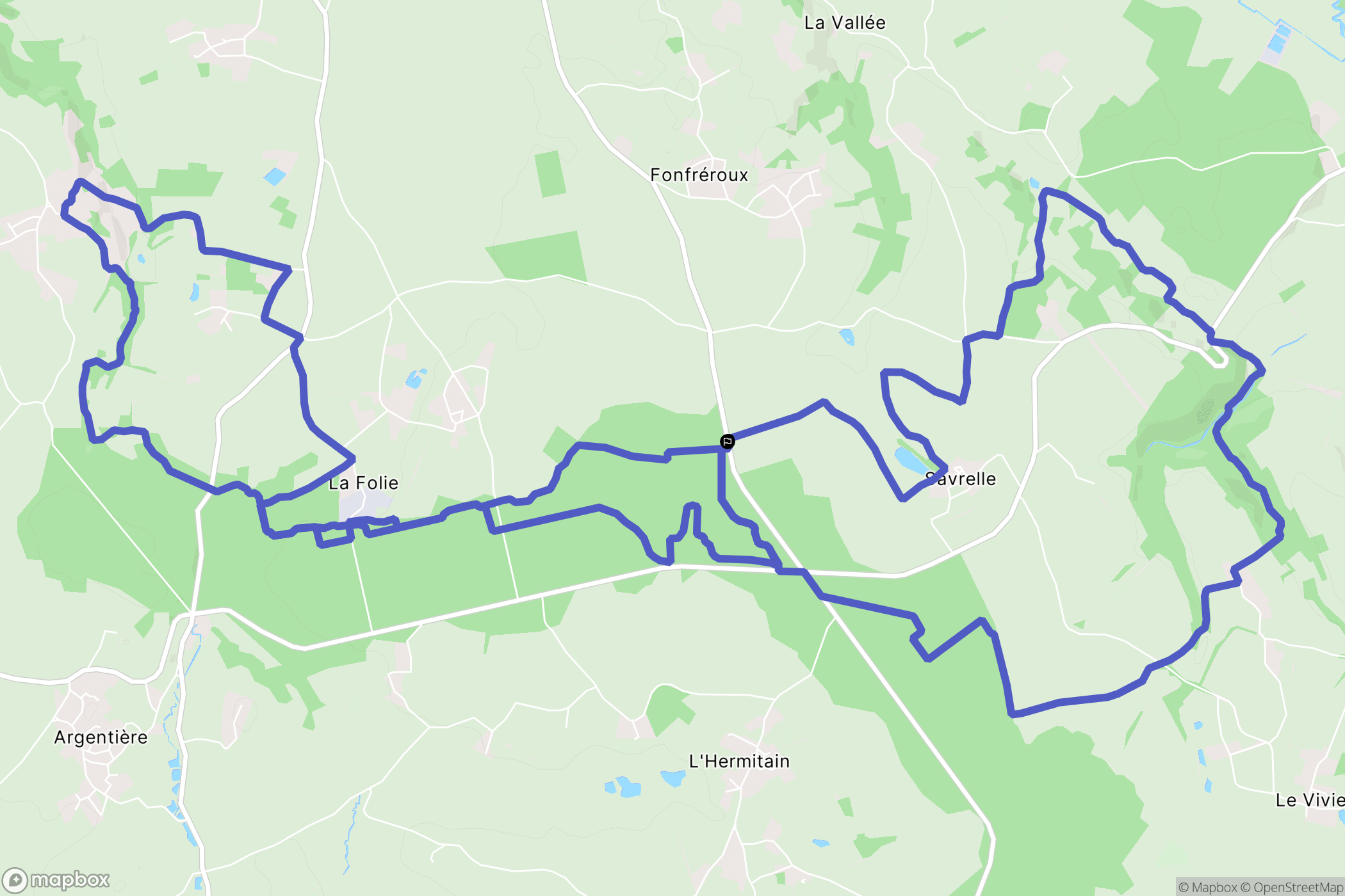 Souvigné : carte du parcours de randonnée - France