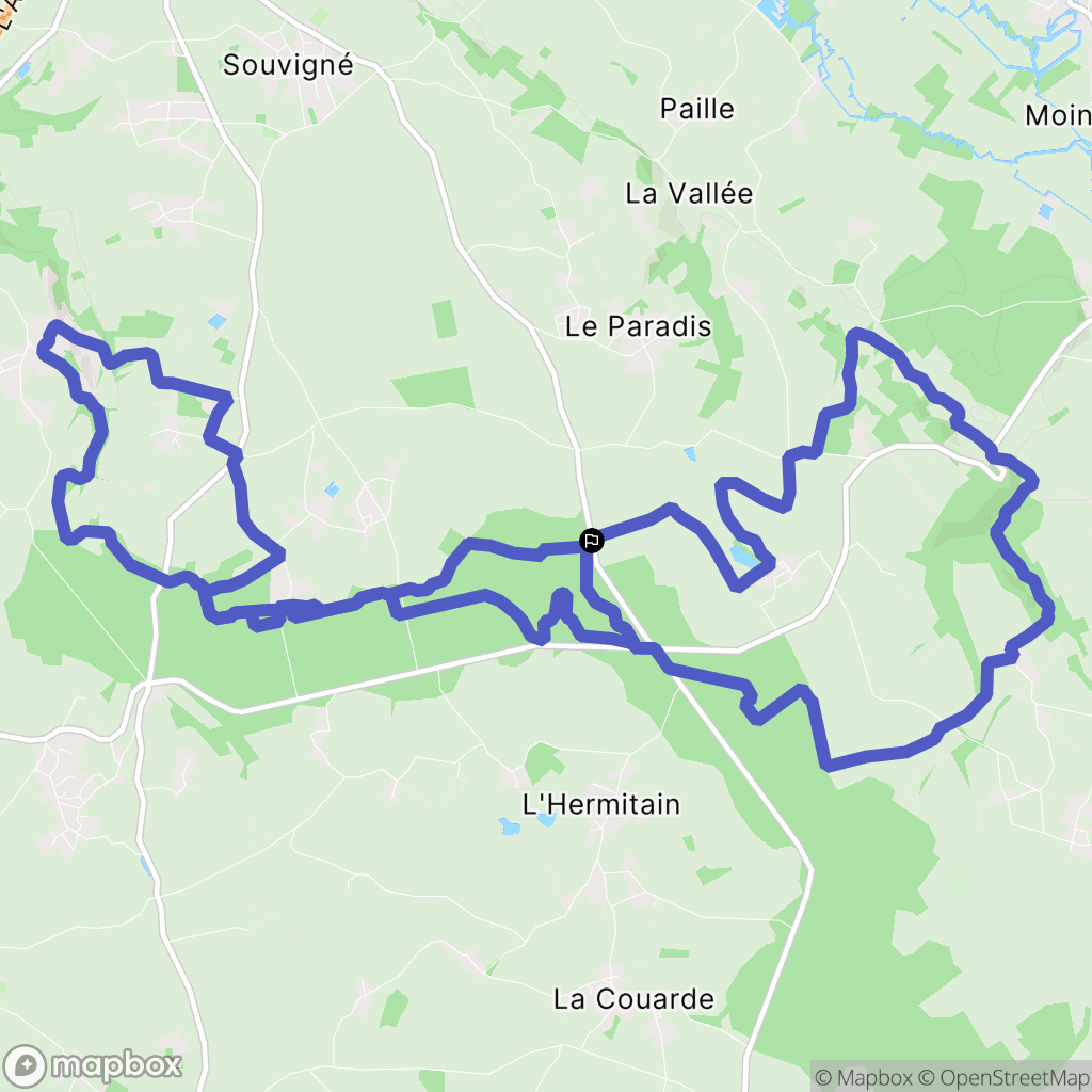 Souvigné : carte du parcours de randonnée - France