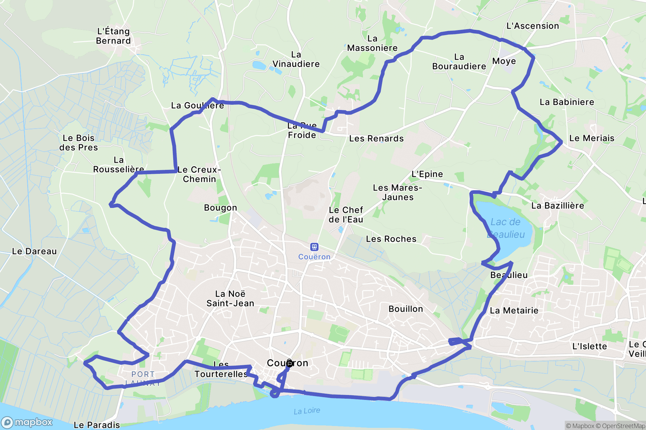 Couëron : carte du parcours de randonnée - France