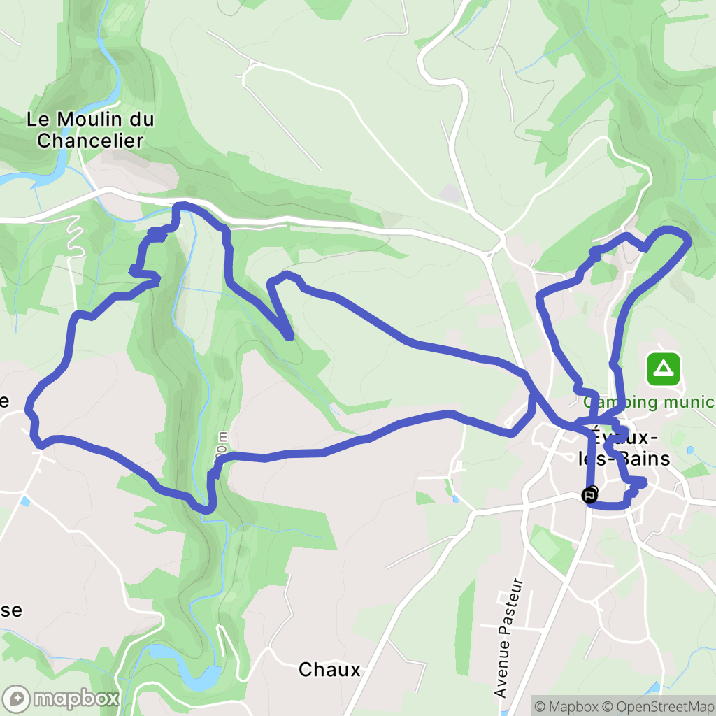 Évaux-les-Bains : carte du parcours de randonnée - France