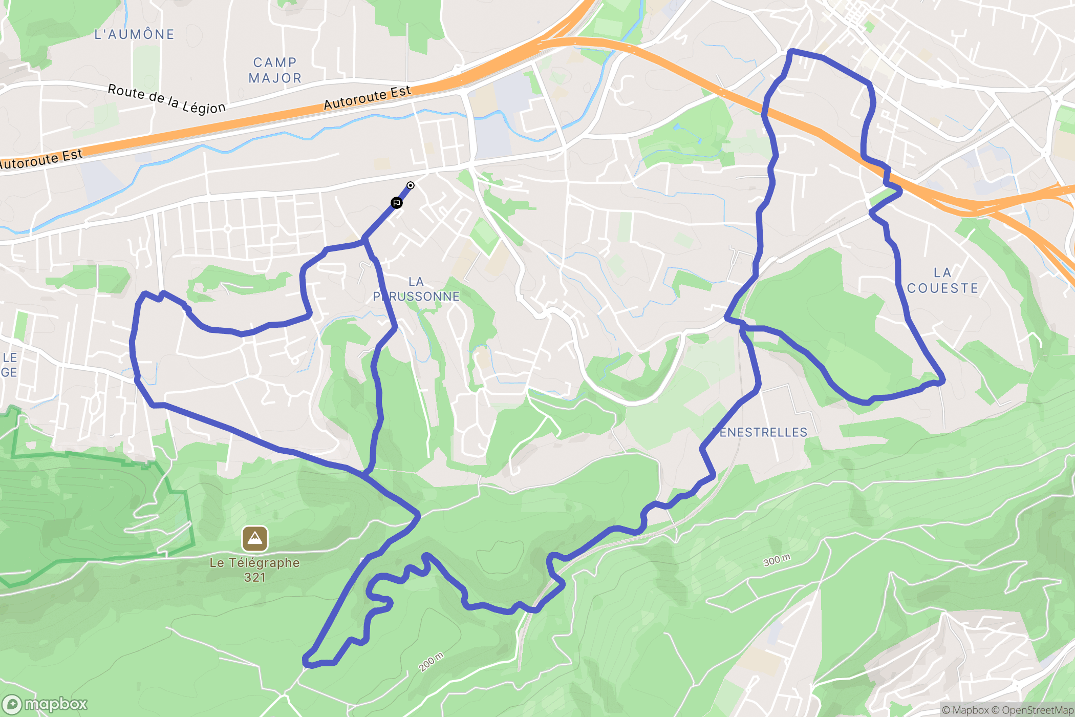 Aubagne : carte du parcours de randonnée - France