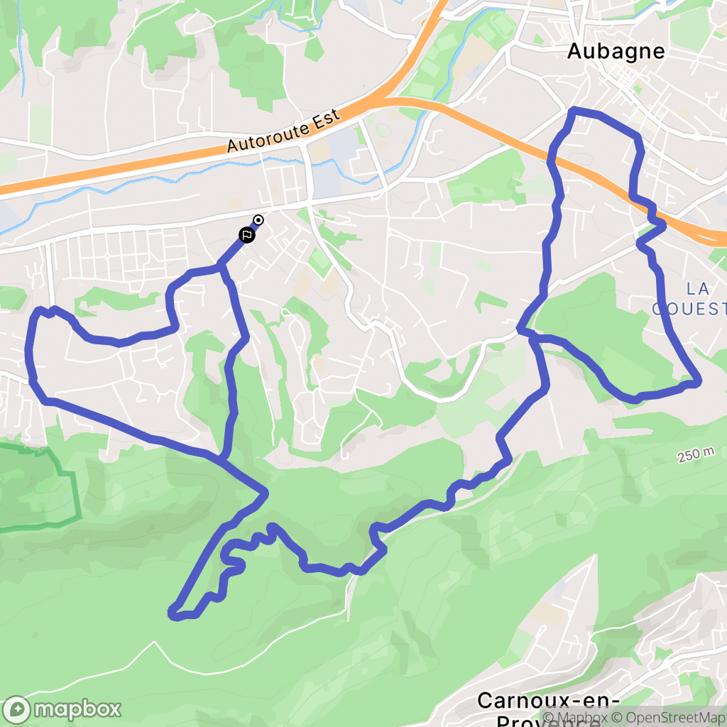 Aubagne : carte du parcours de randonnée - France