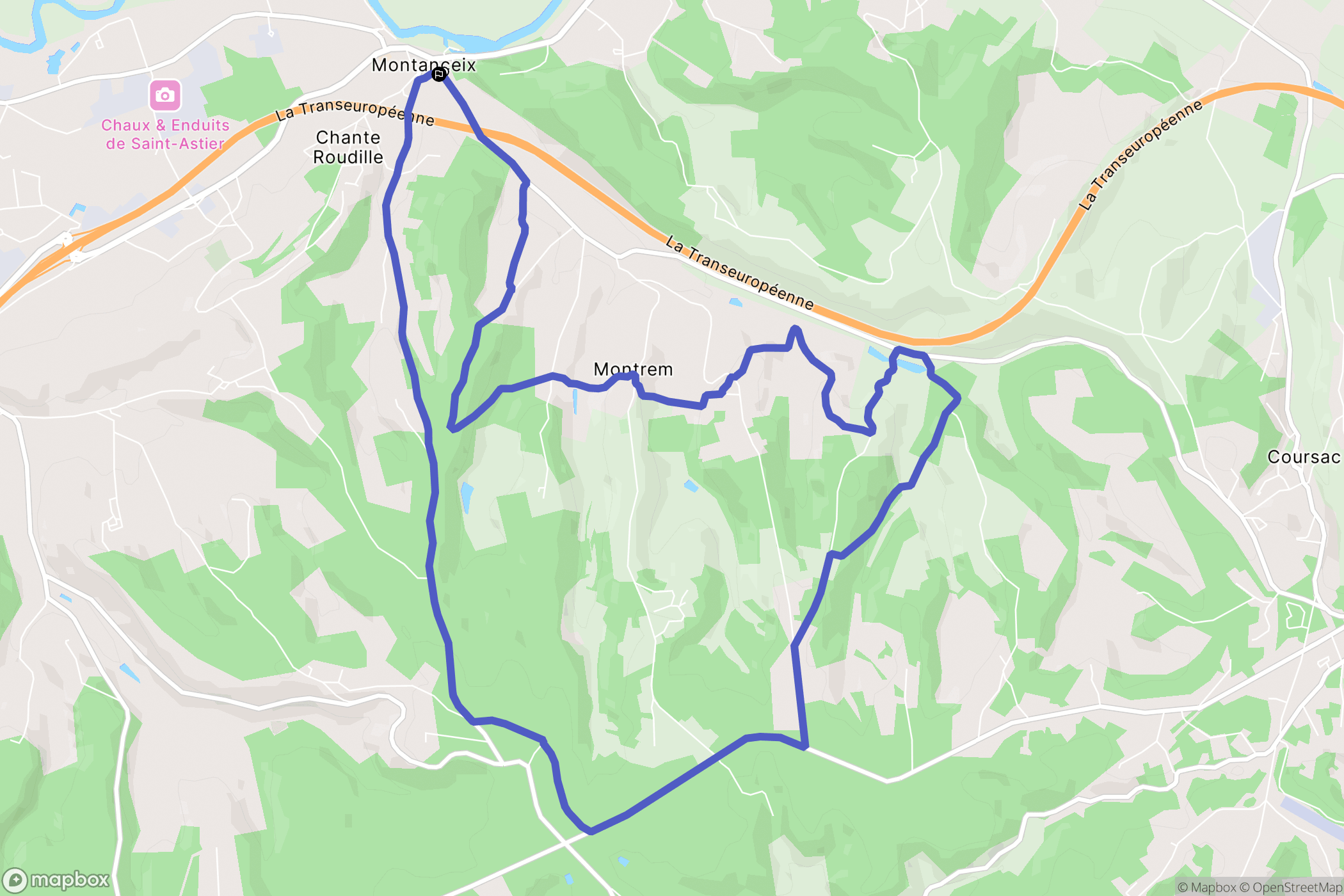 Montrem : carte du parcours de randonnée - France