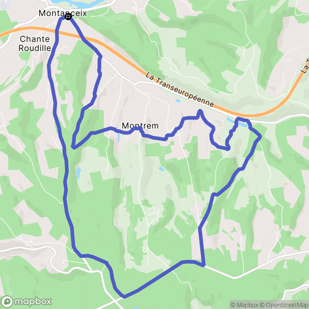 Montrem : carte du parcours de randonnée - France