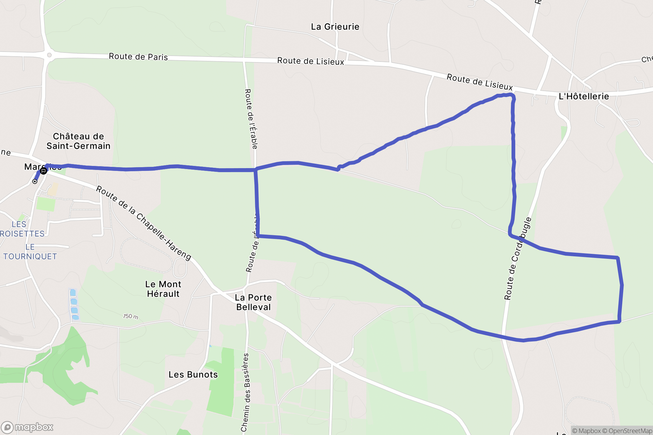 Marolles : carte du parcours de randonnée - France