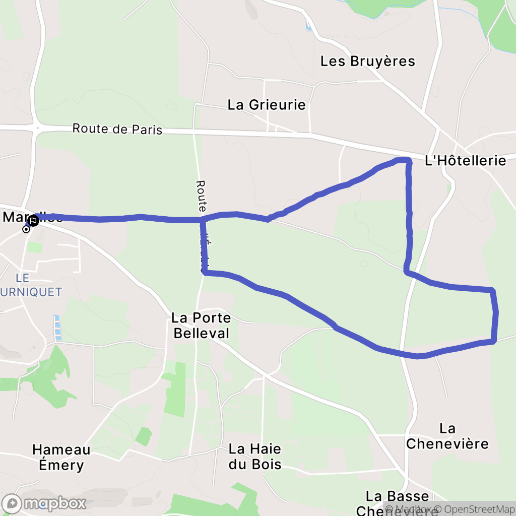 Marolles : carte du parcours de randonnée - France
